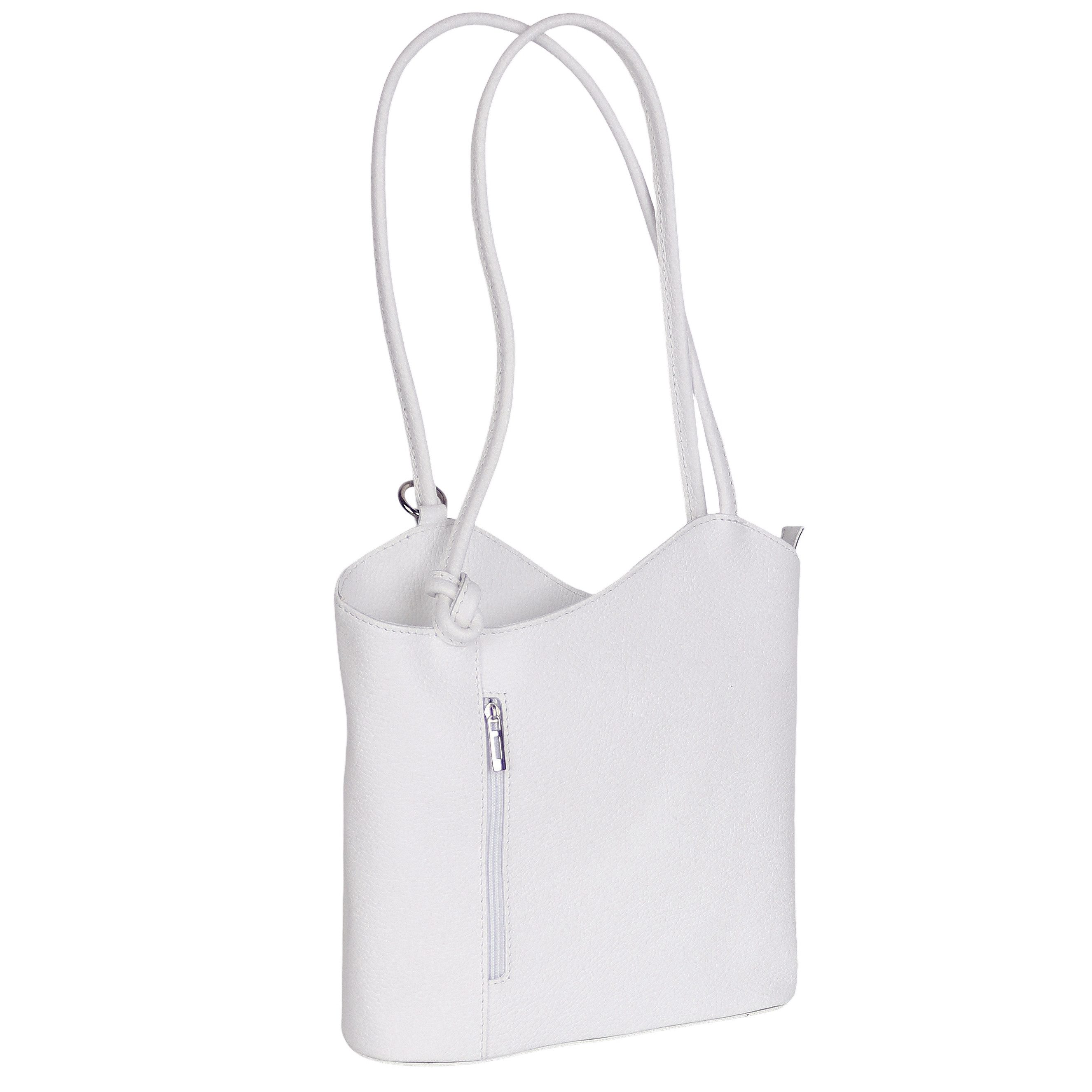 MIRROSI Umhängetasche aus Echtleder, Made in Italy, Schultertasche auch als Rucksack 2 in 1, Tragetasche (ca.28x30x8cm)