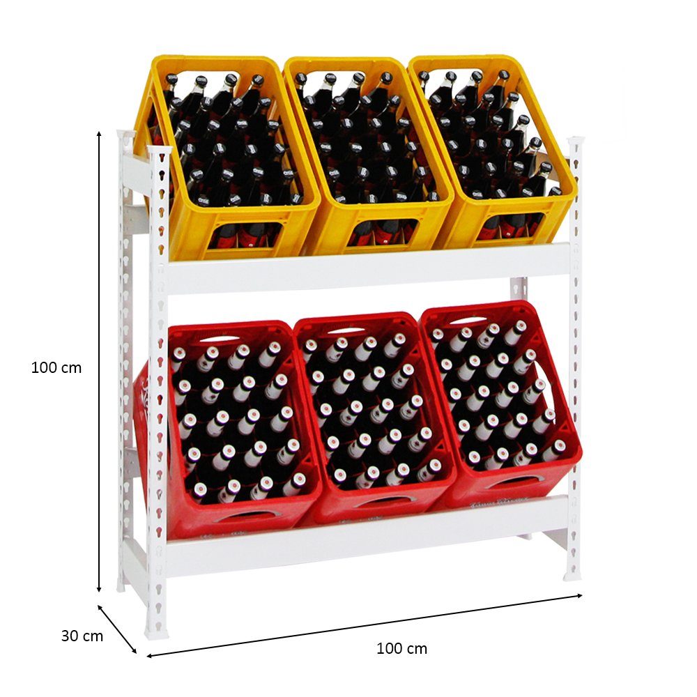 PROREGAL® Standregal Getränkekistenregal CAMEL 100x100x30cm Weiß, günstig online kaufen