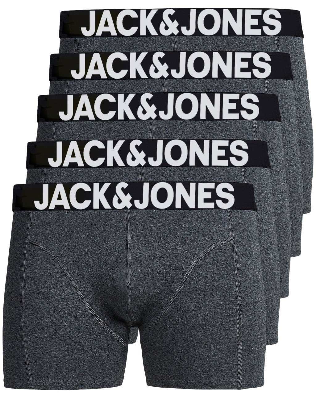 Jack & Jones Boxershorts Solid (5-St., 5er Pack) gute Passform durch elastische Baumwollqualität grau