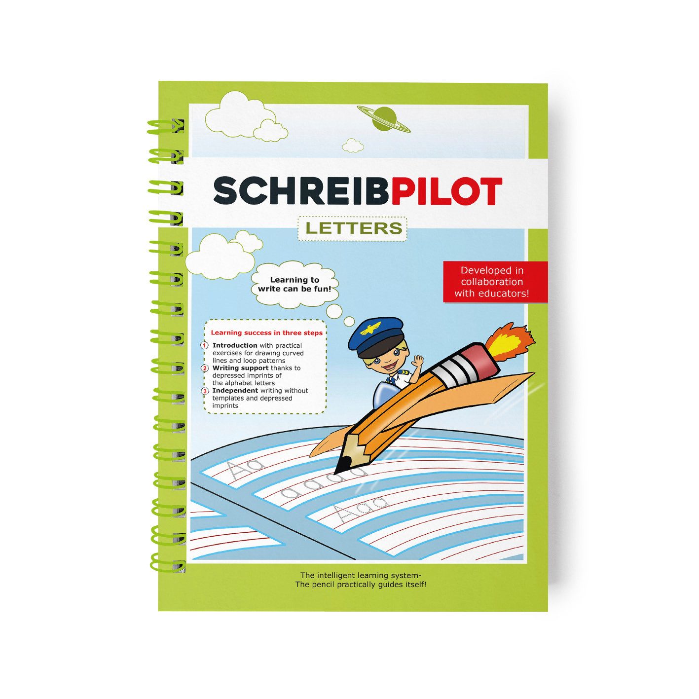 SCHREIBPILOT Schulheft Schreiblernhefte für ABC-Schützen mit vorgeprägten Buchstaben & Zahlen, Lernsystem entwickelt von Lehrern, Professoren und Schülern