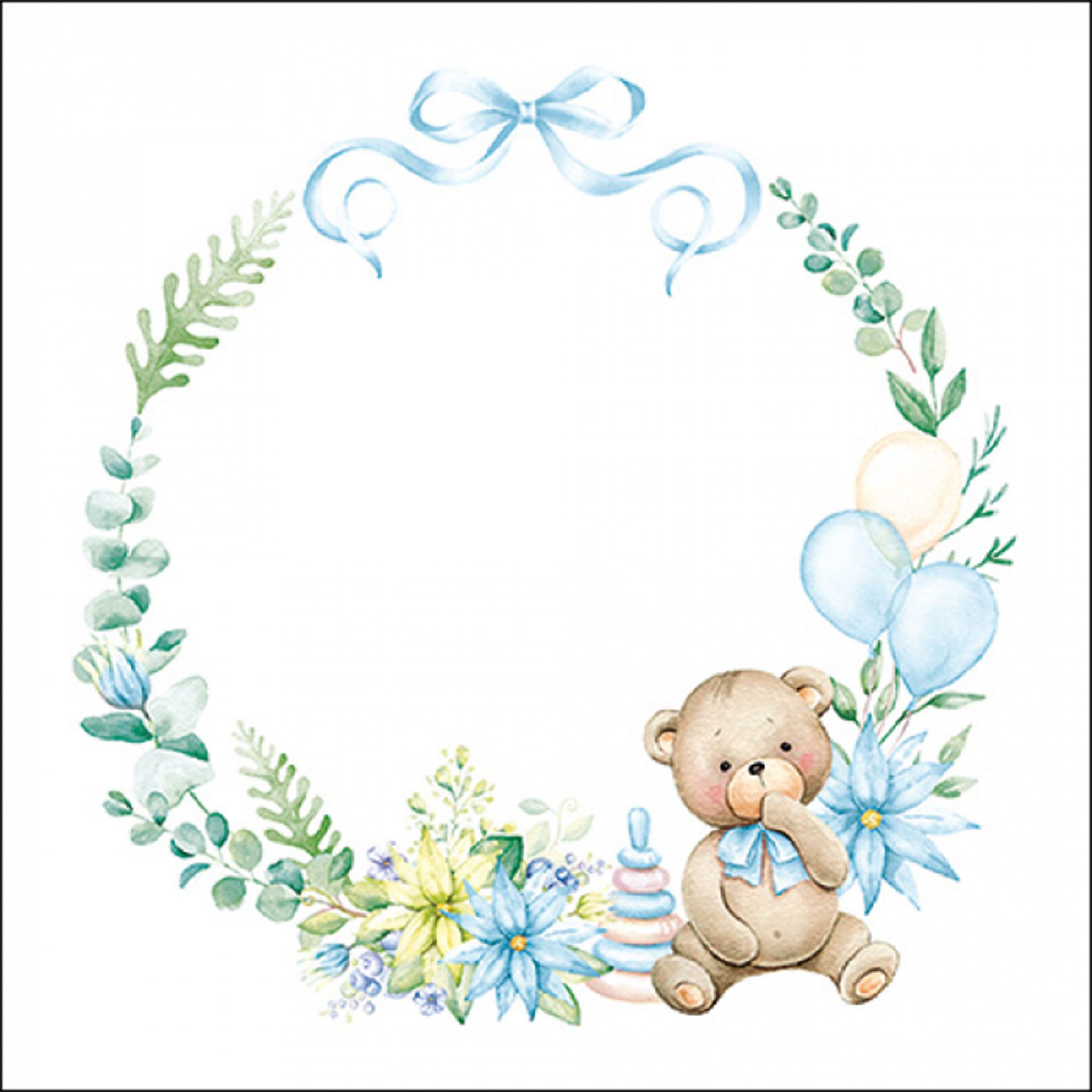 Ambiente Luxury Paper Products Papierserviette, Servietten Papier 33x33cm 3-lag. mit Baby & Teddybär Motiv 20 Stück
