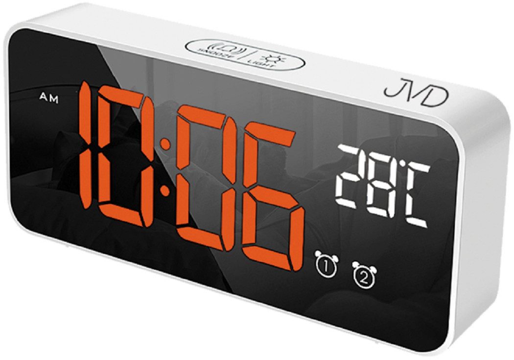 JVD Quarzwecker LED Digitalwecker mit Thermometer und oranger Anzeige