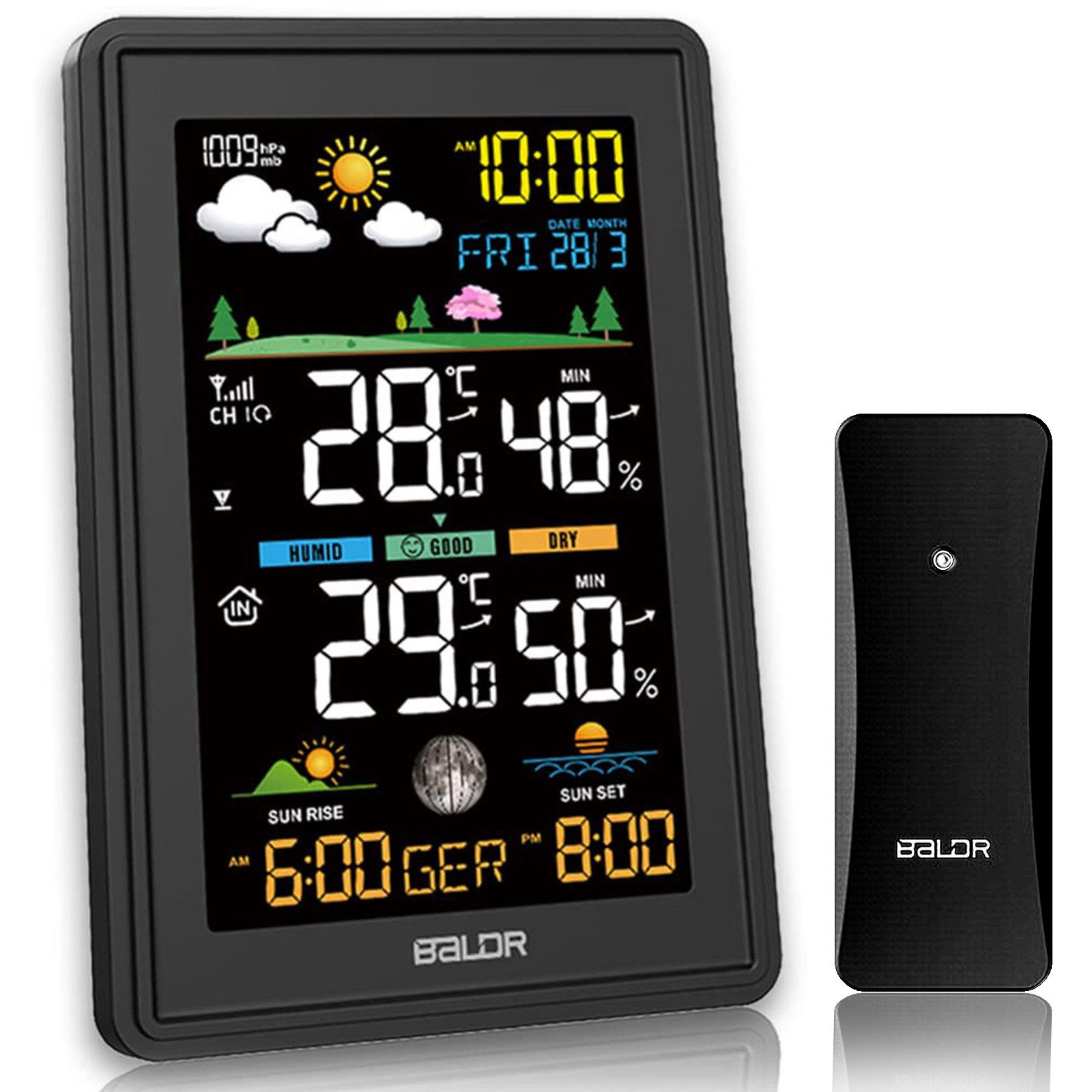 Funkwetterstation Wetterstation Wetteruhr Thermometer Raumthermometer Temperaturanzeige