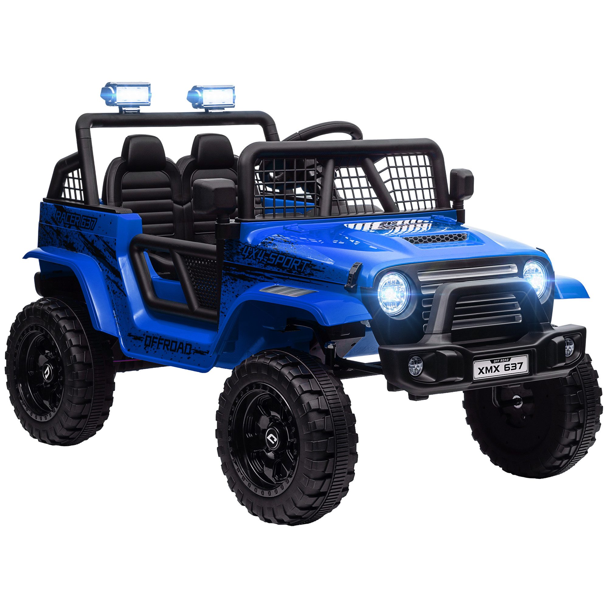 AIYAPLAY Elektro-Kinderauto mit Musikanschluss, 2,4G Fernbedienung, Scheinwerfer, Hupe, 3-5 km/h, Belastbarkeit 25 kg, (1-tlg), für Kinder 3-6 Jahre, Blau