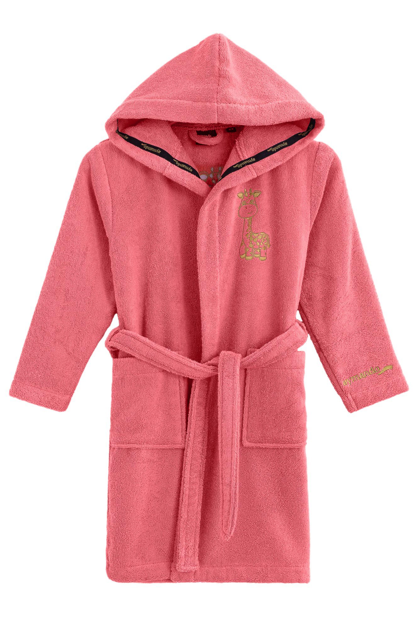 Aymando Babybademantel Giraffe, 86-92, 100% Baumwolle, Kapuze, Gürtel, Geschenkverpackung