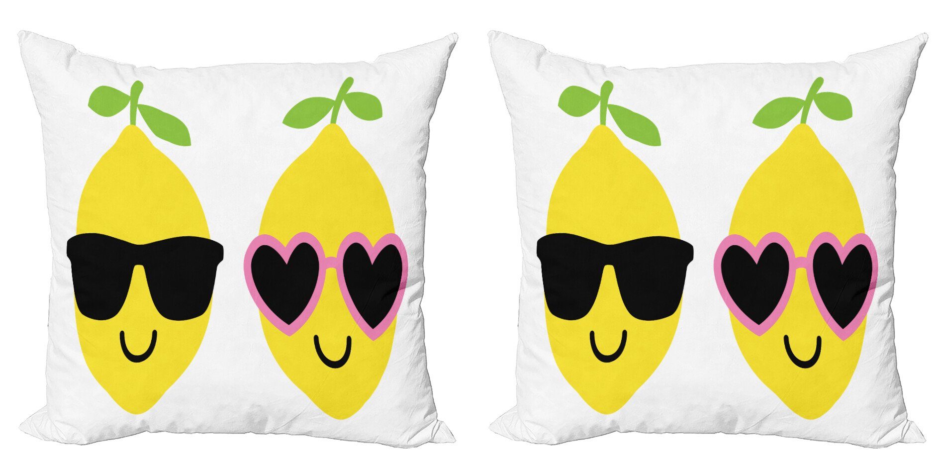 Neue Arbeit Kissenbezüge Modern Accent Lemon Junge Sonnenbrille Digitaldruck, Stück), Abakuhaus (2 Mädchen Doppelseitiger Lächeln
