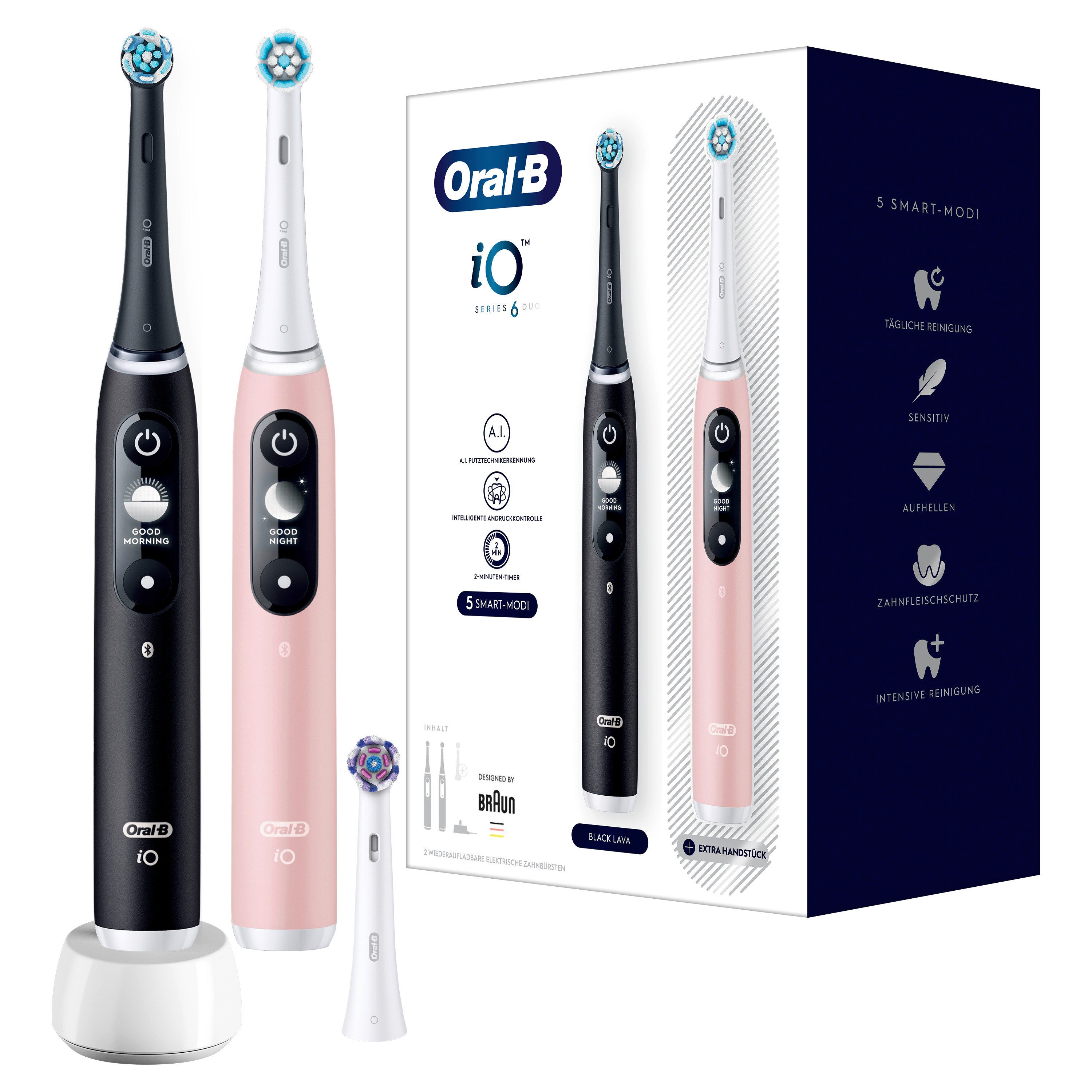 Oral-B Elektrische Zahnbürste iO 6 + 2. Handstück - Black/Pink