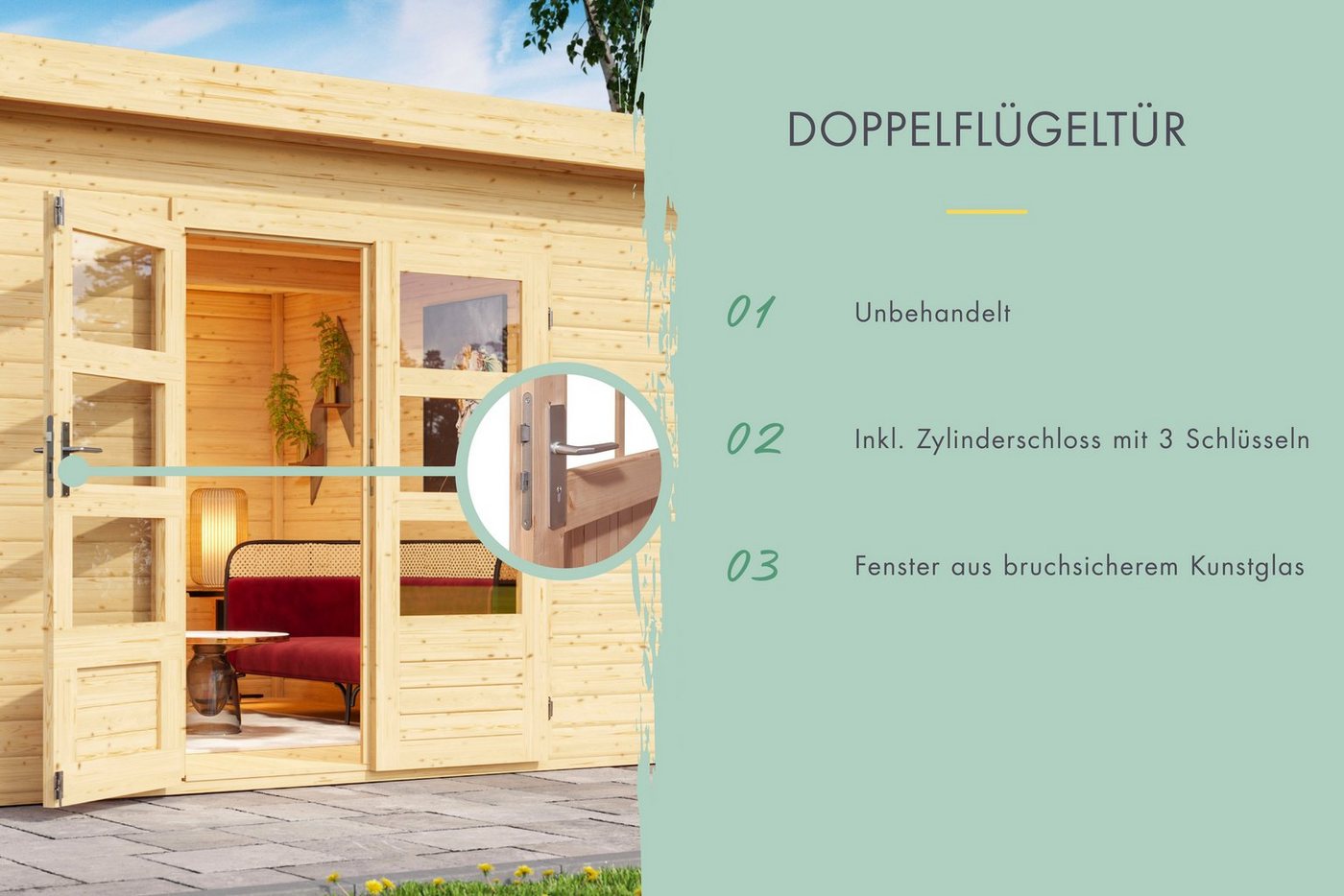 Thumbnail - Karibu Gartenhaus Schloßsee 3, BxT: 315x273 cm, terragrau oder natur