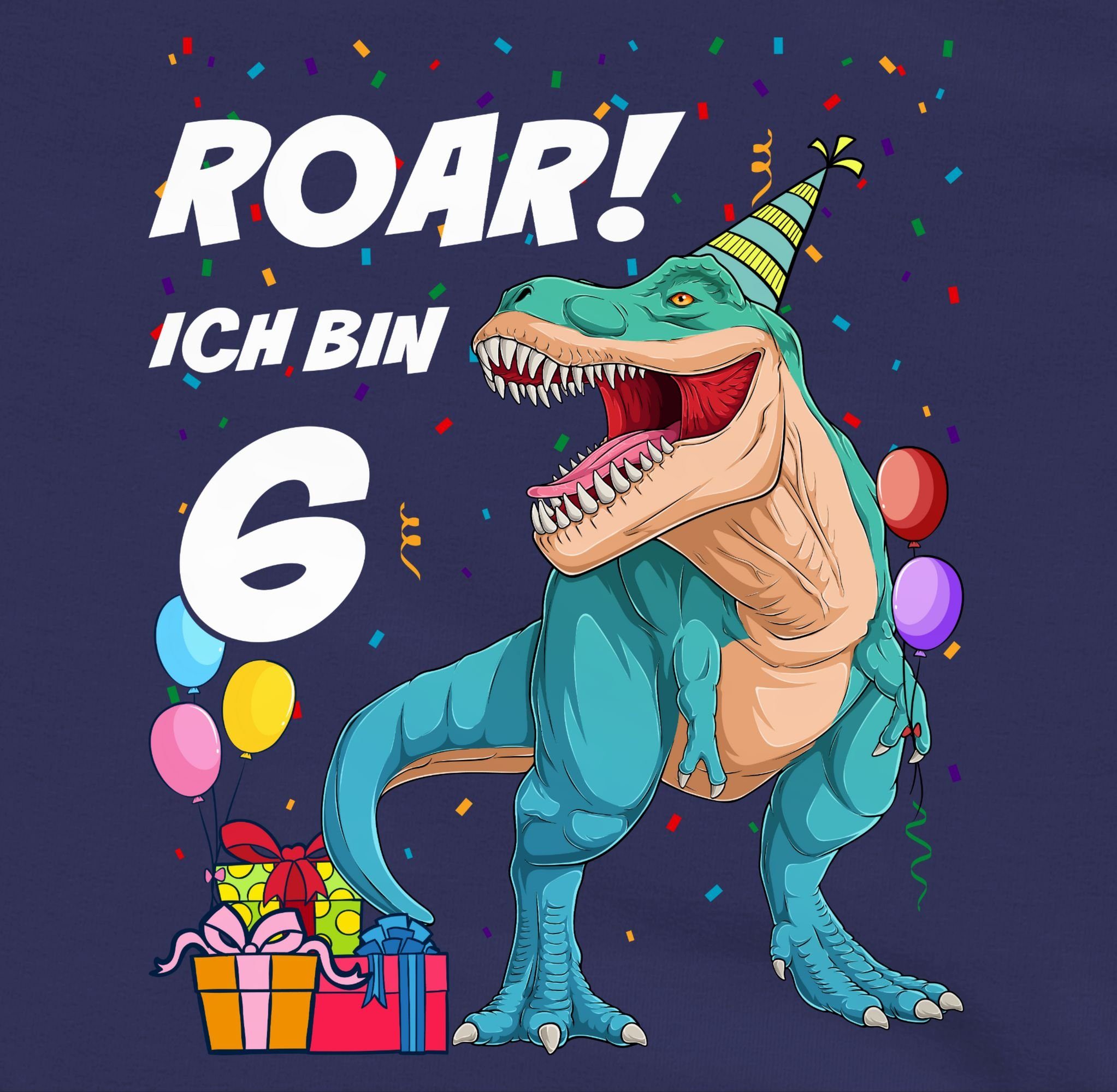 Shirtracer Sweatshirt Ich 6. Blau Geburtstag Jahre Dino Dinosaurier T-Rex bin 6 1 Navy 