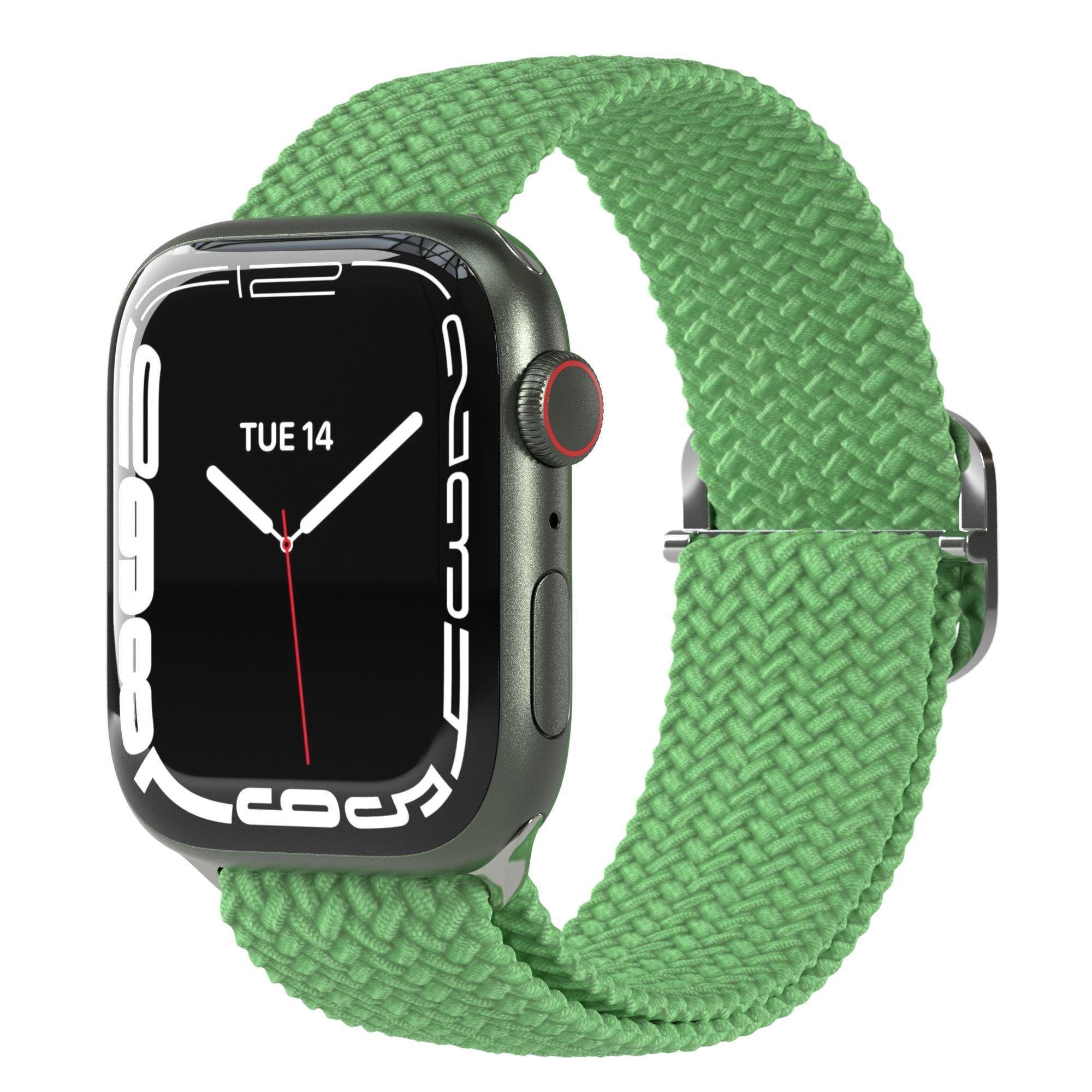 Uhrenarmband Loop für 2 Ultra, Flechtband Joggen 5 EAZY iWatch Laufband 6 8 7 3 9 Sport Uhrenband Mintgrün CASE SE Herren geflochten Damen 4 1