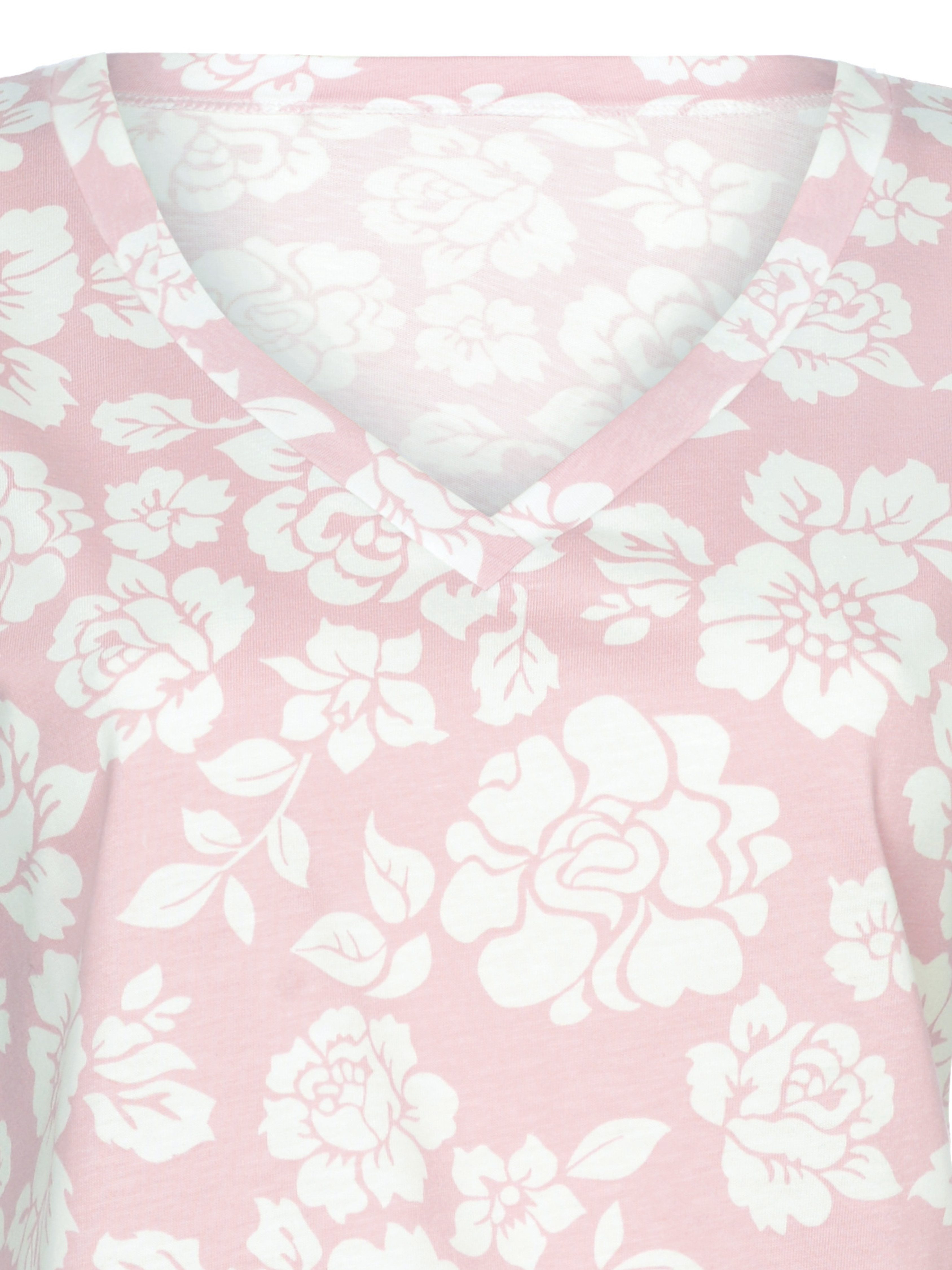Donna Shorty Bermuda-Schlafanzug (2 tlg) Shorts mit Rosen-Druck und passendem Basic Shirt