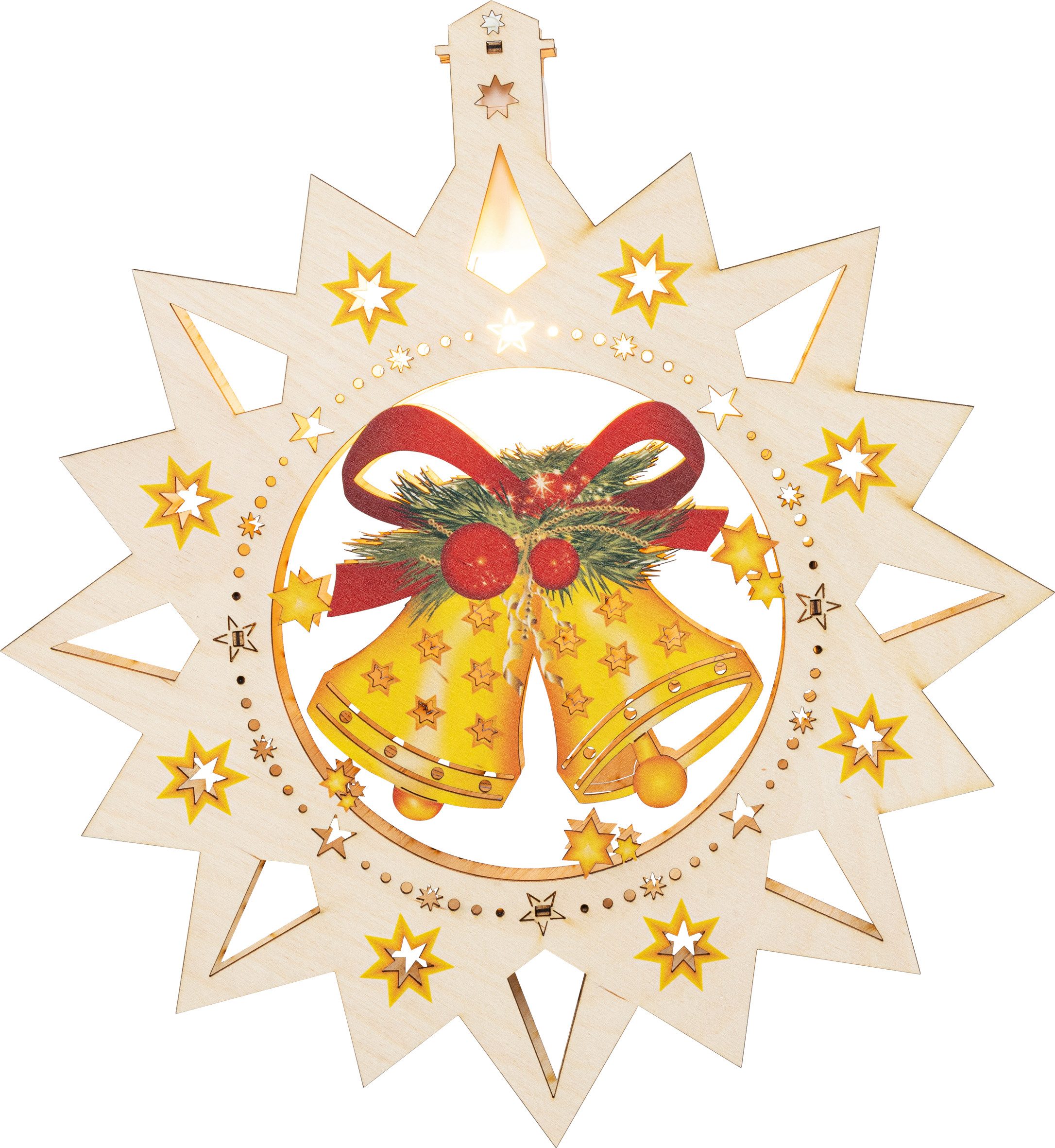 SAICO Original LED Fensterbild Glocke, inkl. LED-Leuchtmittel, warmweiß, LED wechselbar, BxHxT: 30x32,5x4,5 cm