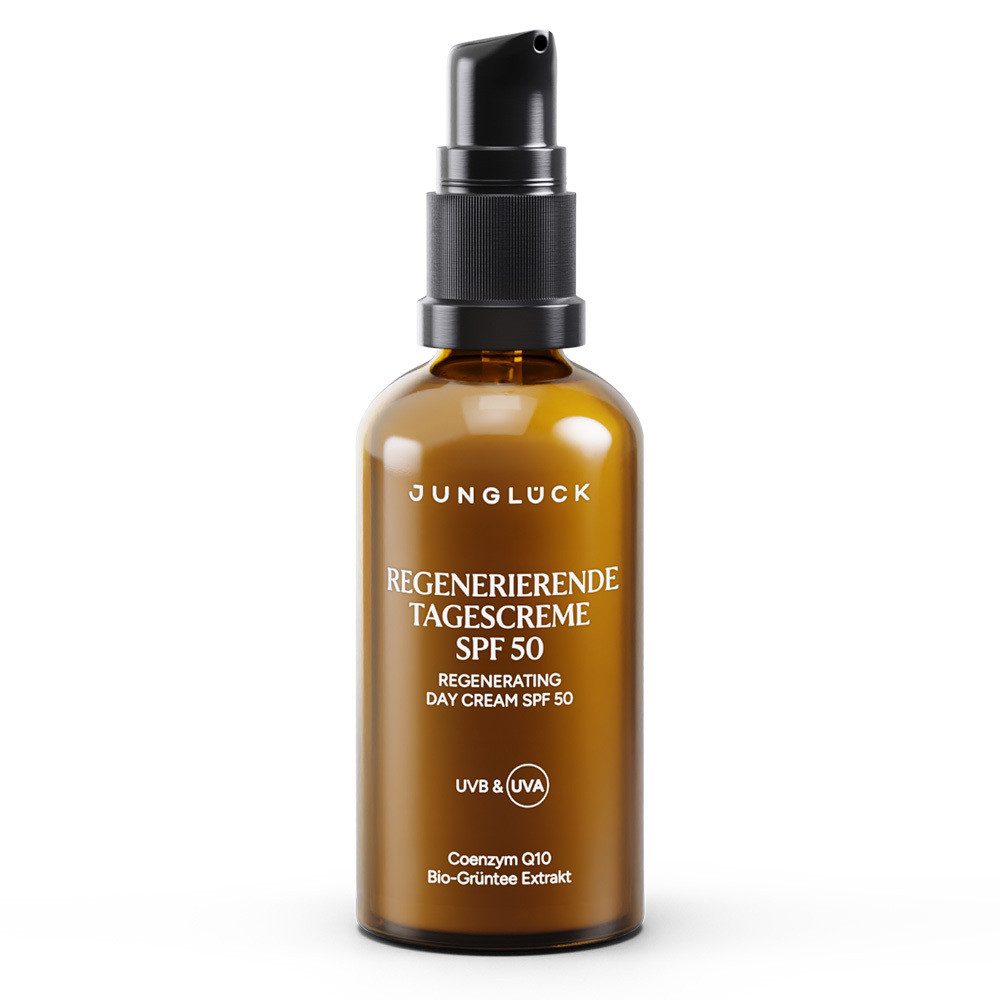 JUNGLÜCK Tagescreme Regenerierende Tagescreme SPF 50, 1-tlg., Antioxidative Feuchtigkeitspflege & Schutz für trockene und reife Haut