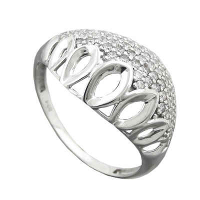 Schmuck Krone Silberring Ring, Zirkonia, mit Muster, 925 Silber, Silber 925