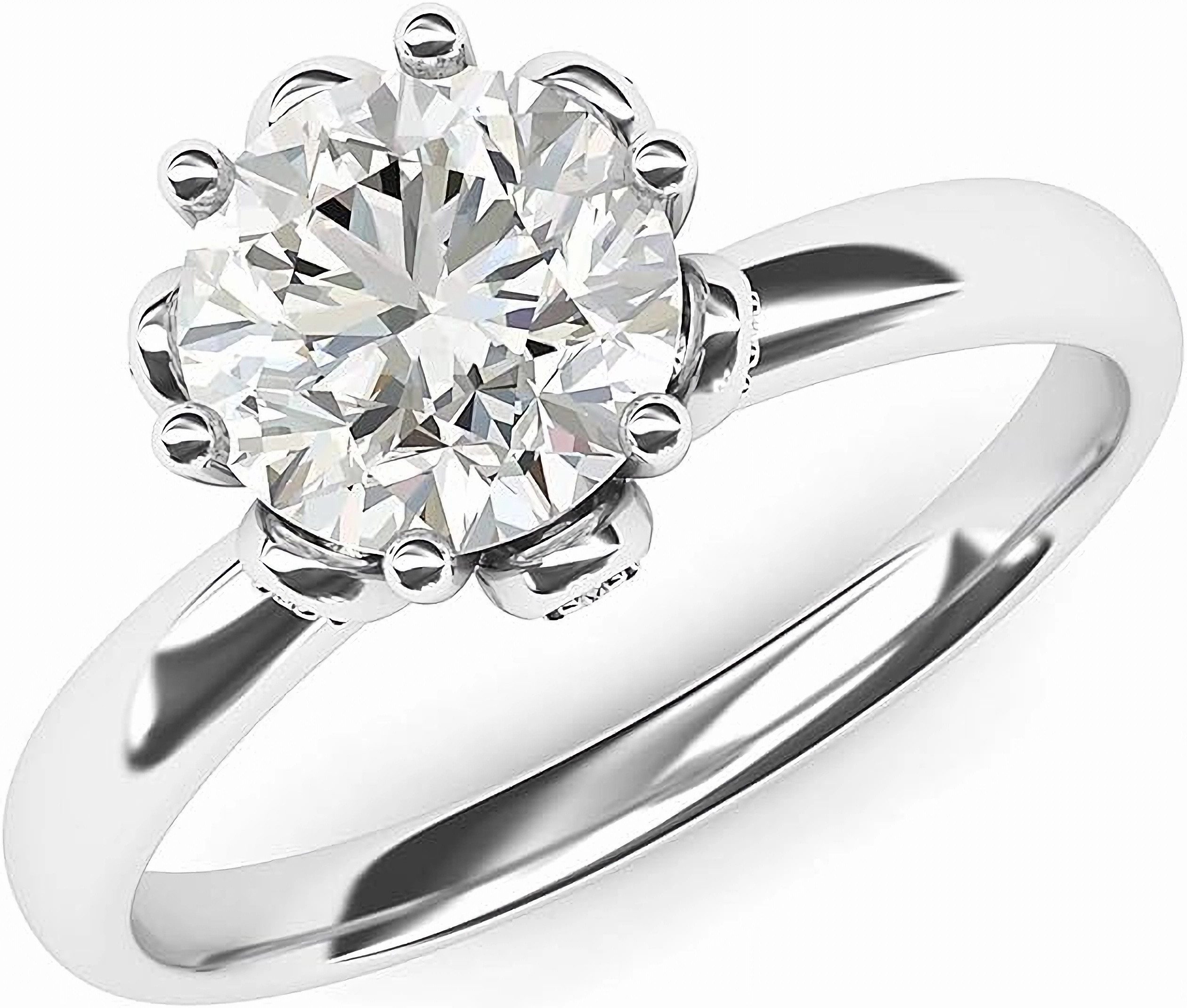 Jumpeak Verlobungsring Romantischer Bouquet-Ring mit 2ct-Diamant in Rundform Brillantschliff, Im Labor gezüchteter Diamant, Farbe E,VVS2, mit IGI-Zertifikat