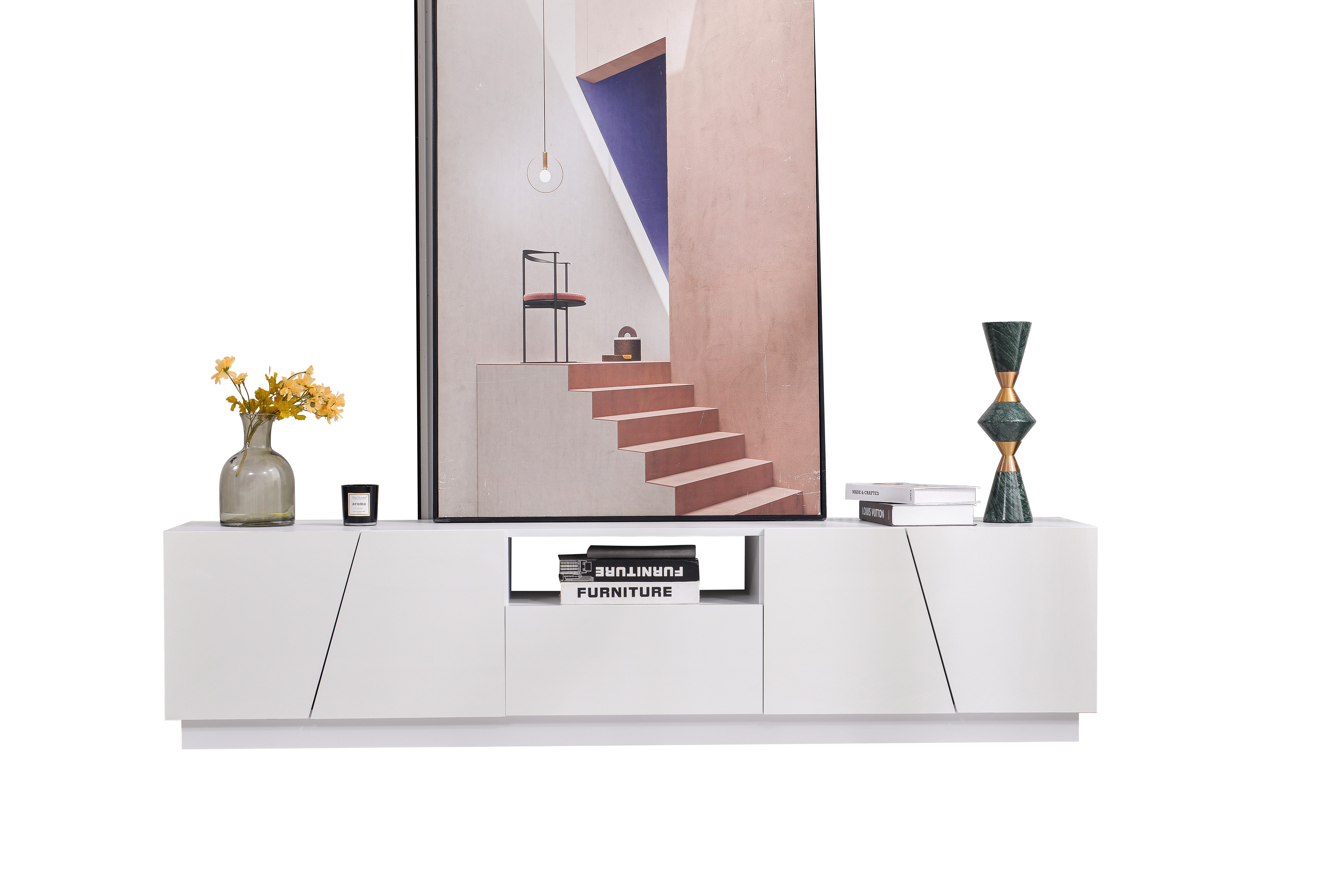 Merax Lowboard mit 1 Schublade, 4 Klappen und 1 offenen Fach, TV Lowboard, günstig online kaufen