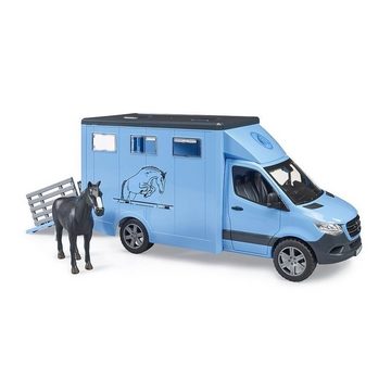 Bruder® Spielzeug-Transporter Mercedes Benz Sprinter, Tiertransporter mit Pferd, Spielzeugauto, Pferdetransporter, Fahrzeug, Blau