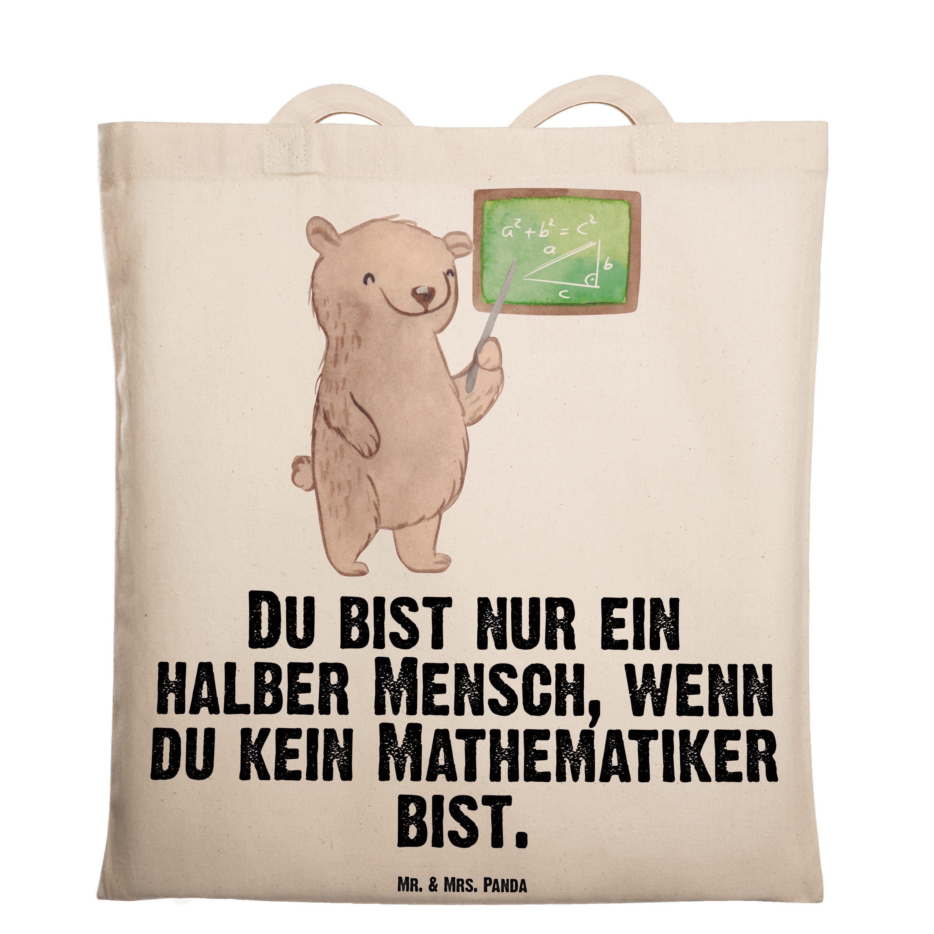 Mr. & Mrs. Panda Tragetasche Mathematiker mit Herz - Transparent - Geschenk, Danke, Student Mathe, (1-tlg)