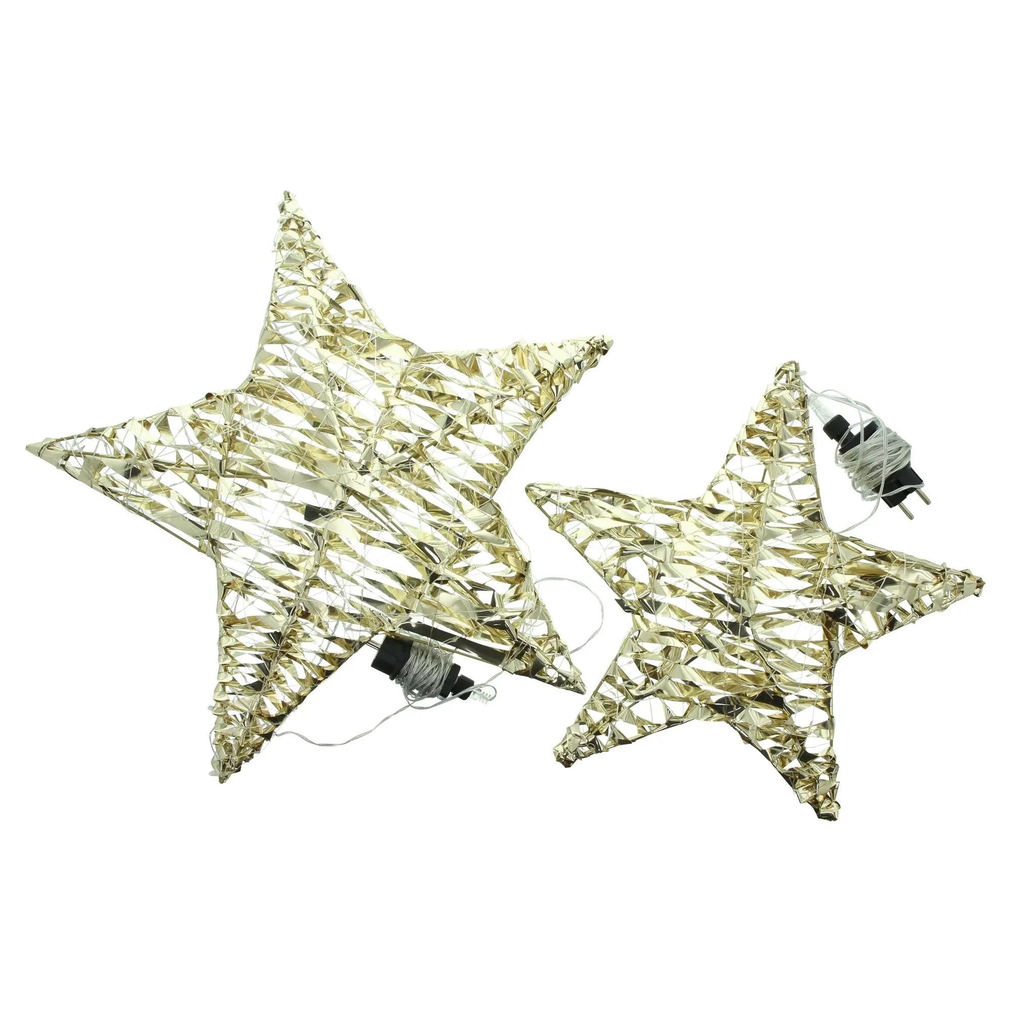 Dekoleidenschaft LED-Stern für außen "Golden" 200 / 400 Lichter, Timer, Outdoor Weihnachtsdeko, Leuchtstern, Timer, LED fest integriert, aus Metall & Kunststoff, gold, Gartendeko für Draußen, Winterdeko