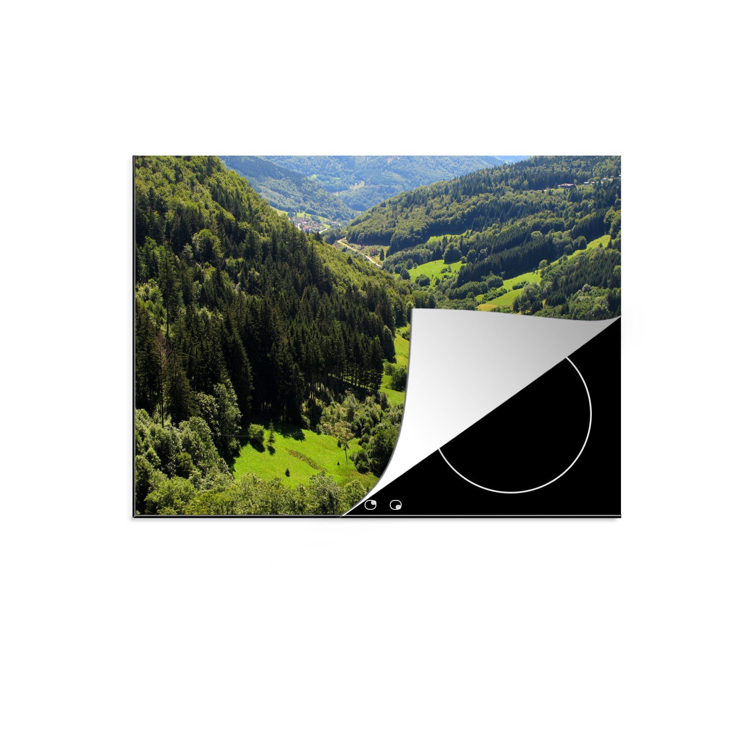 Ceranfeldabdeckung nutzbar, des Mobile Schwarzwalds europäischen Herdblende-/Abdeckplatte in cm, MuchoWow Luftaufnahme (1 Arbeitsfläche Vinyl, Deutschland, tlg), 70x52