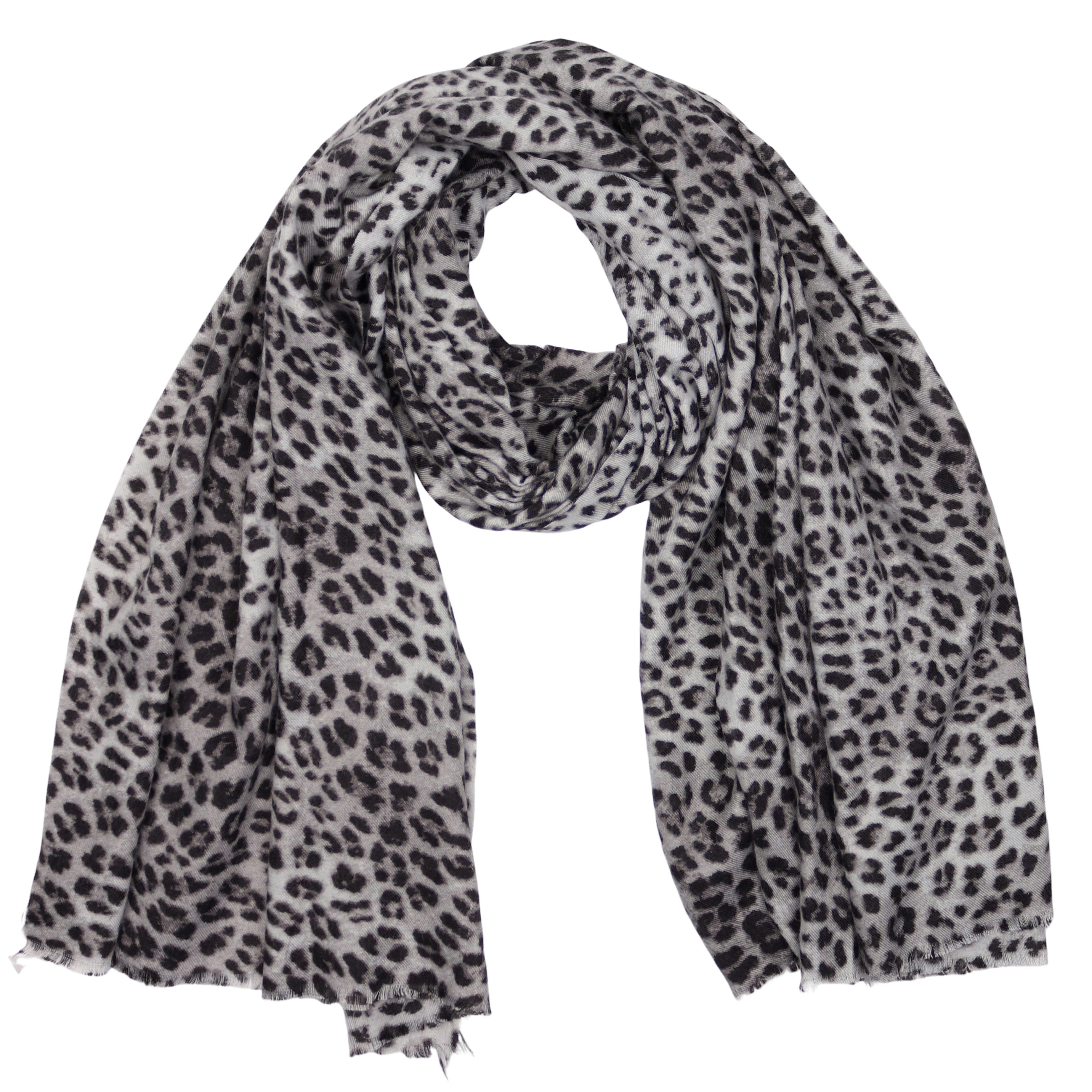 MIRROSI Modeschal weicher und warmer Schal Leo Leopard mit Fransen, 90x180cm, (Neue Kollektion Herbst/ Winter 2025), Paisley Muster Damen Halstuch ideal für Herbst und Winter