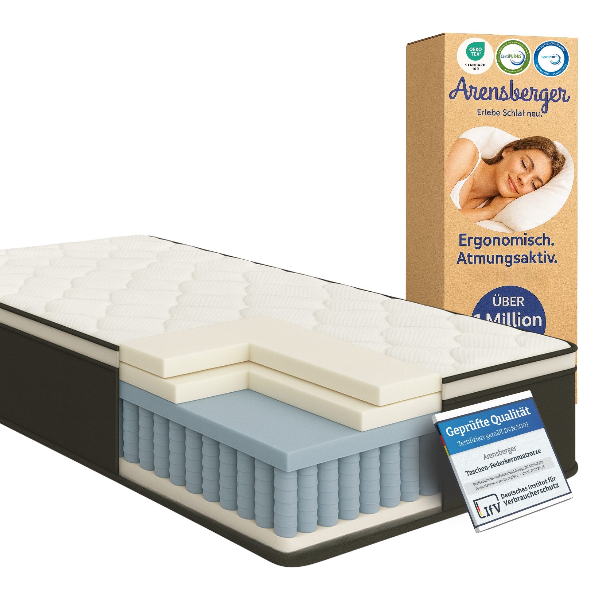 Taschenfederkernmatratze Arensberger Taschen Federkernmatratze EMILIA, 23cm günstig online kaufen