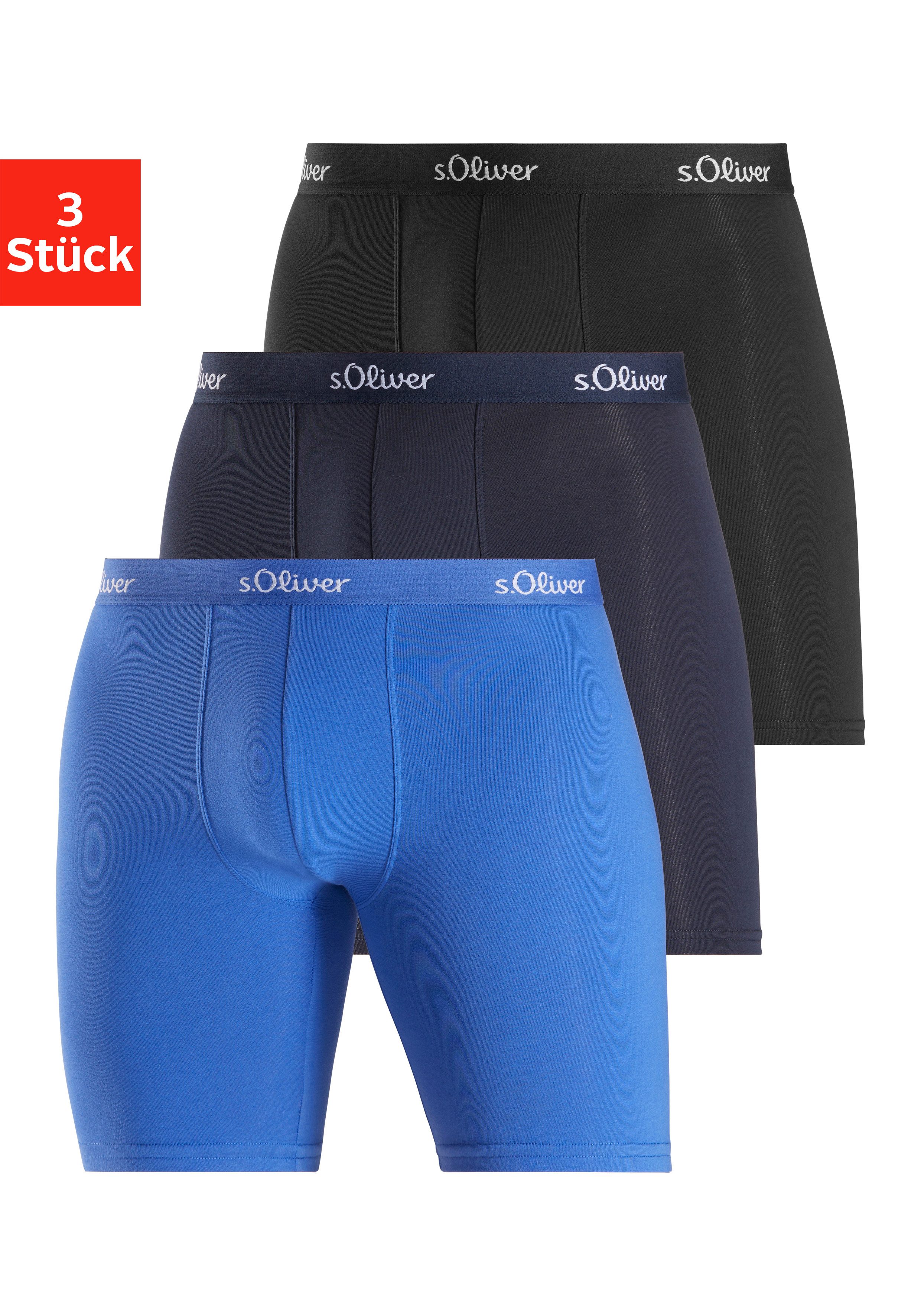 s.Oliver Langer Boxer Boxershorts für Herren (Packung, 3-St) mit längerem B günstig online kaufen
