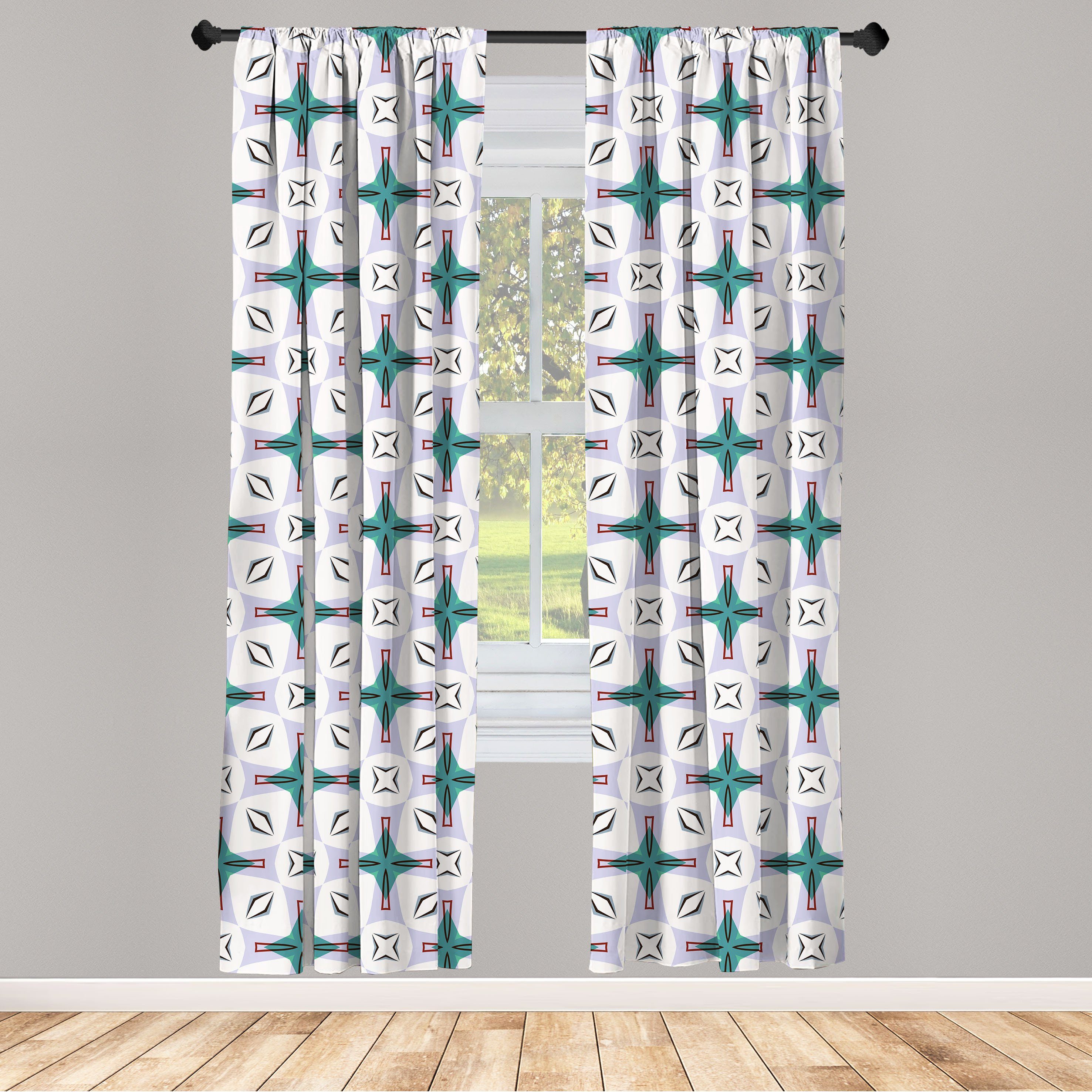 Gardine Vorhang für Wohnzimmer Schlafzimmer Dekor, Abakuhaus, Microfaser, Modern abstrakte geometrische