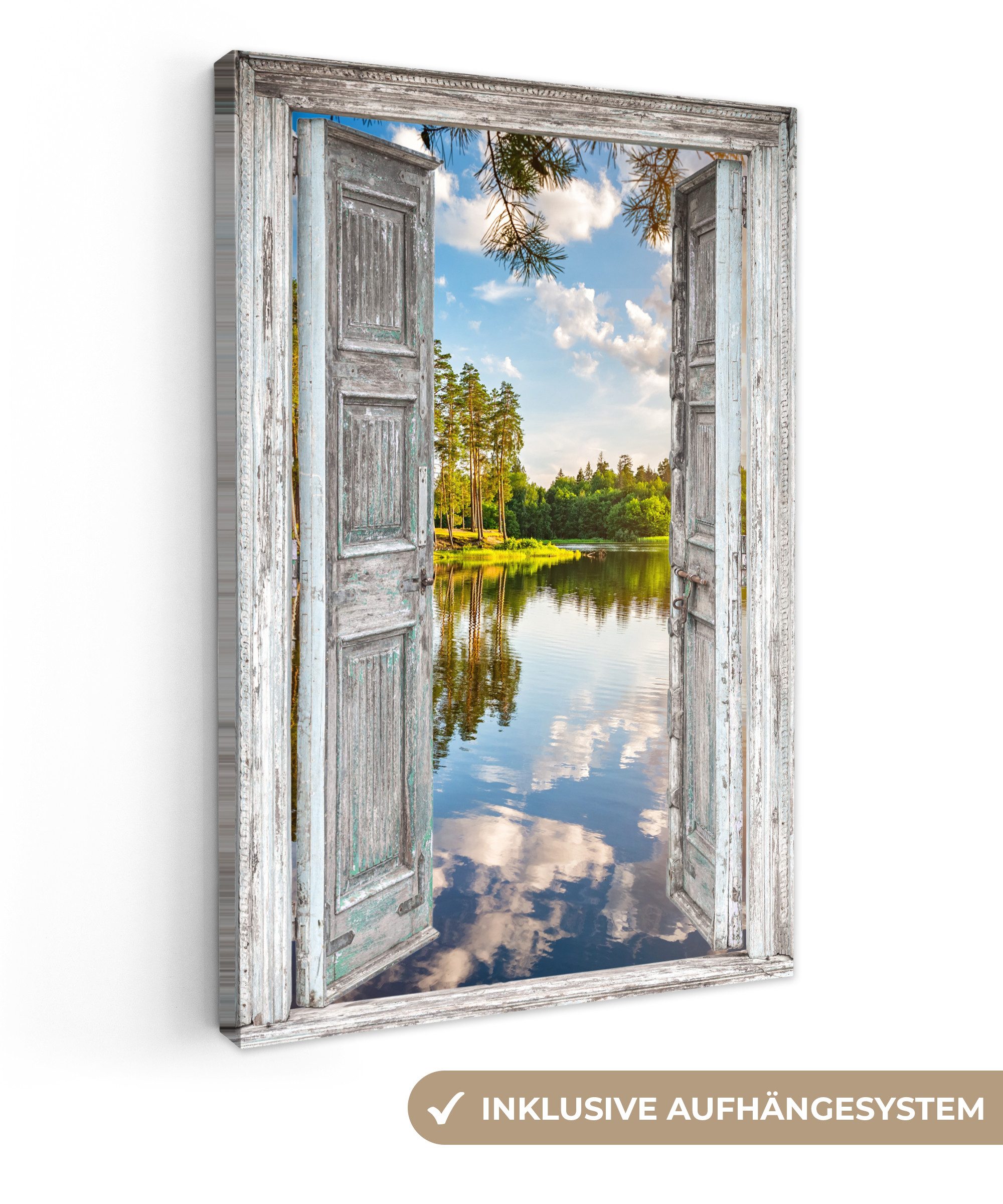 OneMillionCanvasses® Leinwandbild Wasser - Landschaft - Fenster - Aussicht, günstig online kaufen