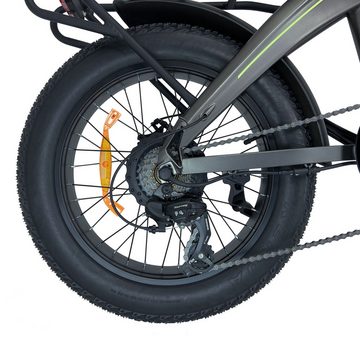 SachsenRAD E-Bike SachsenRAD E-Bike E-Faltrad Fatbike F6L Edition RB mit Frontkorb, 7 Gang Shimano, Kettenschaltung, 85 Nm Hinterrad-Geländemotor, 374 Wh Batterie, faltbar, Breitreifen, Fatbike, Gepäckträger