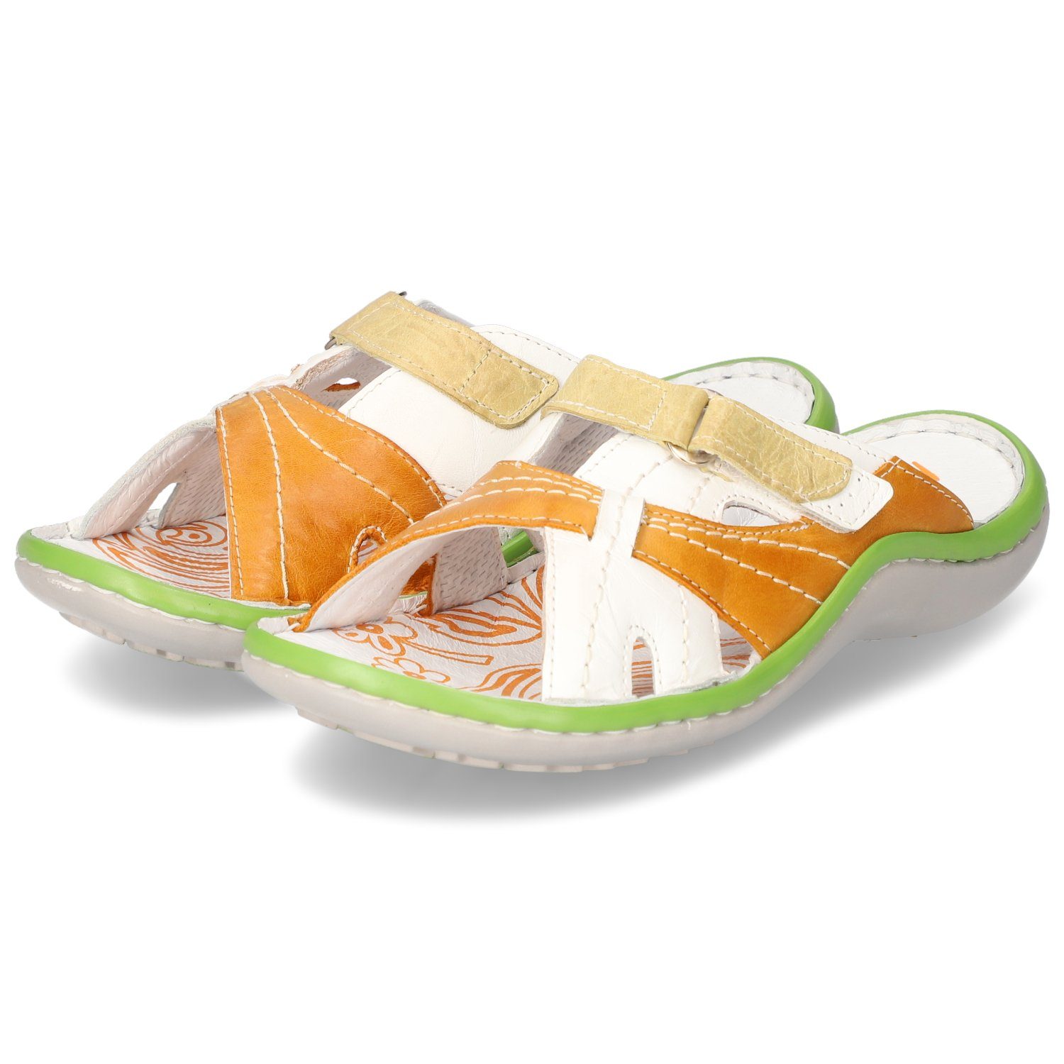 KRISBUT Damen Clog Pantoletten In Weiß Mit Rot – Bequem, Leichter Sommerschuh