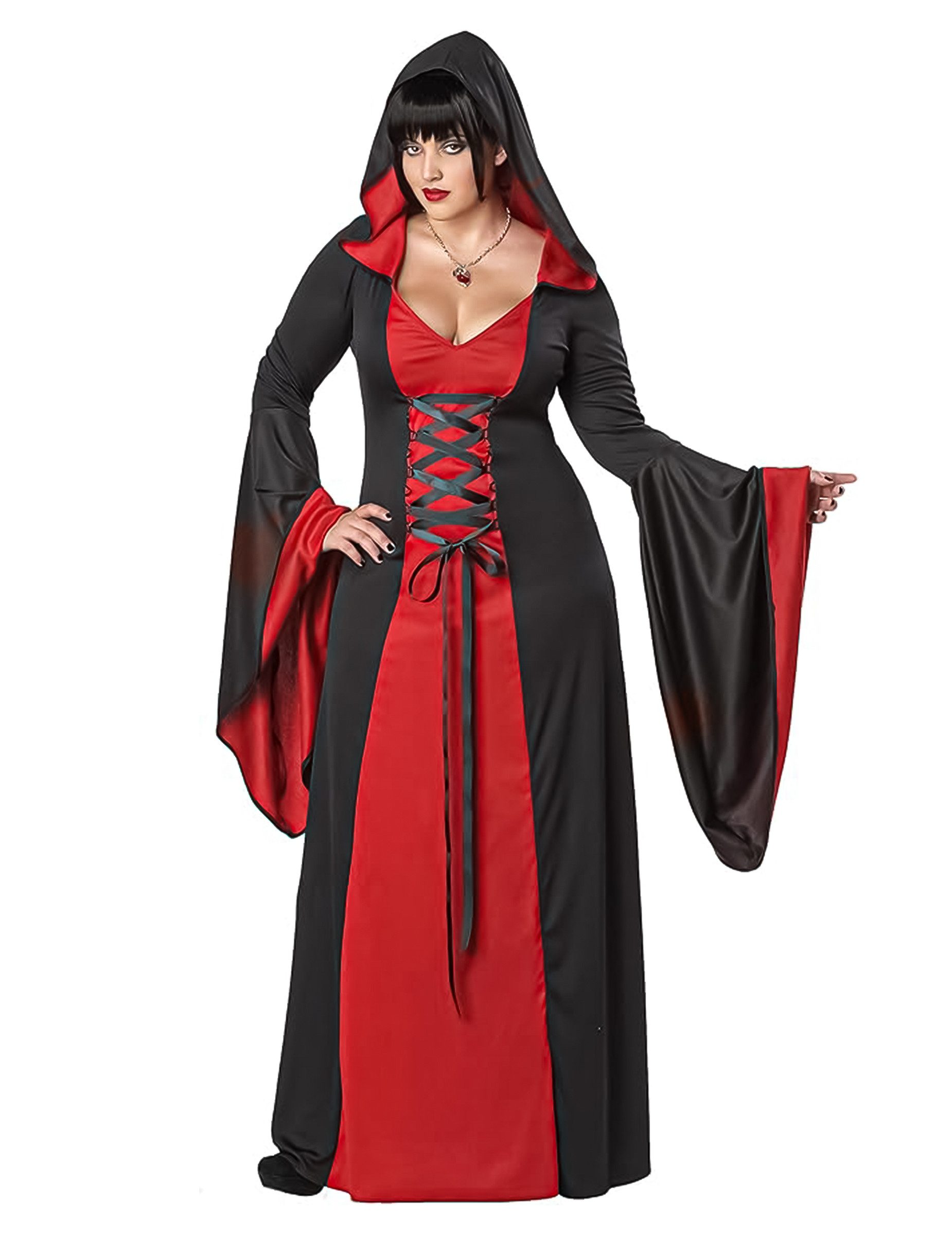 California Costumes Monster-Kostüm Mittelalter Halloween Damenkostüm Plus Size rot-schwarz