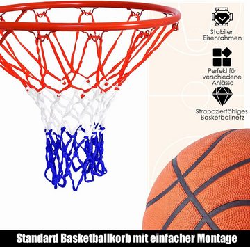 KOMFOTTEU Basketballkorb mit Ring und Nylonnetz, Ø 46 cm, Indoor&Outdoor