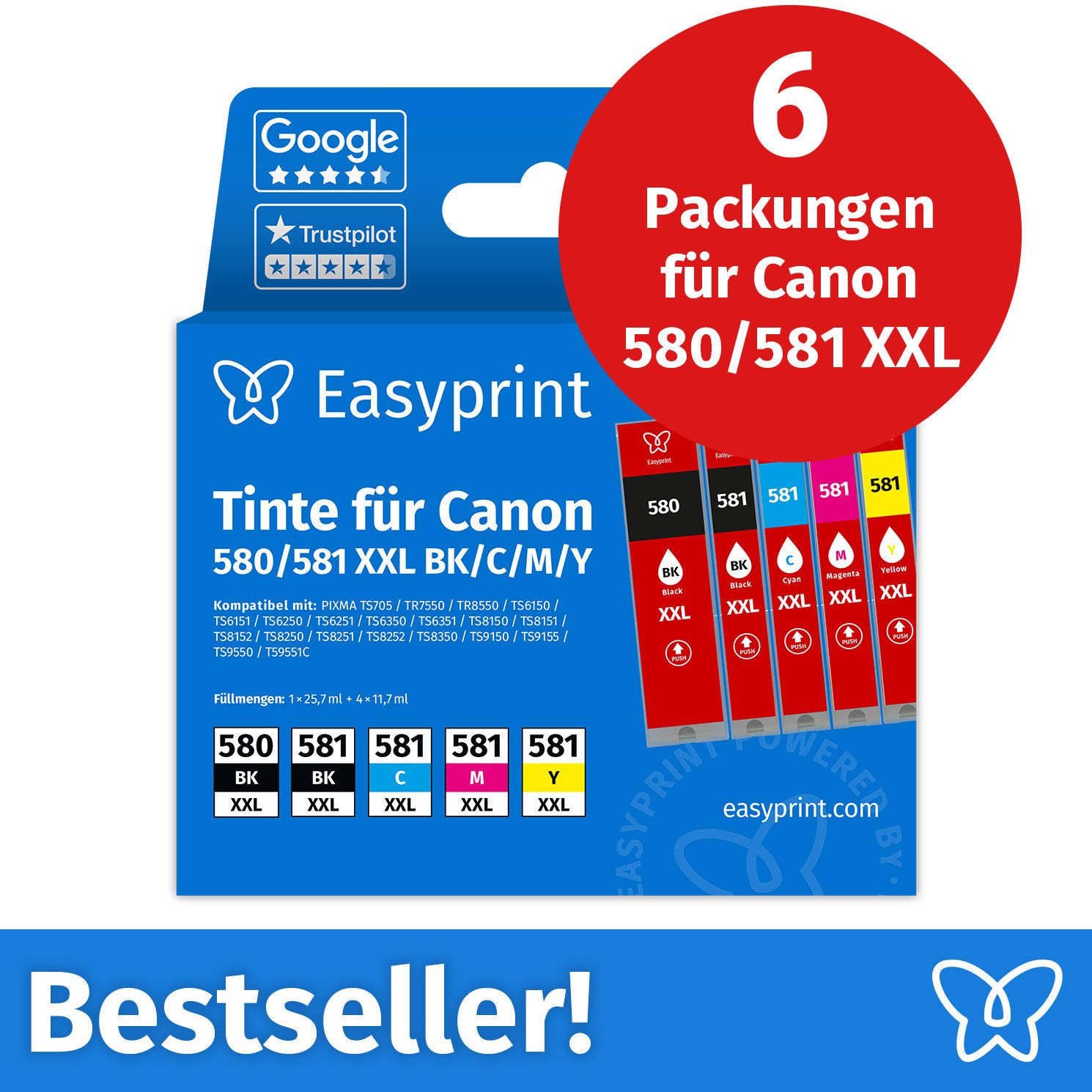 Easyprint Tintenpatrone (Packung, 6-tlg)