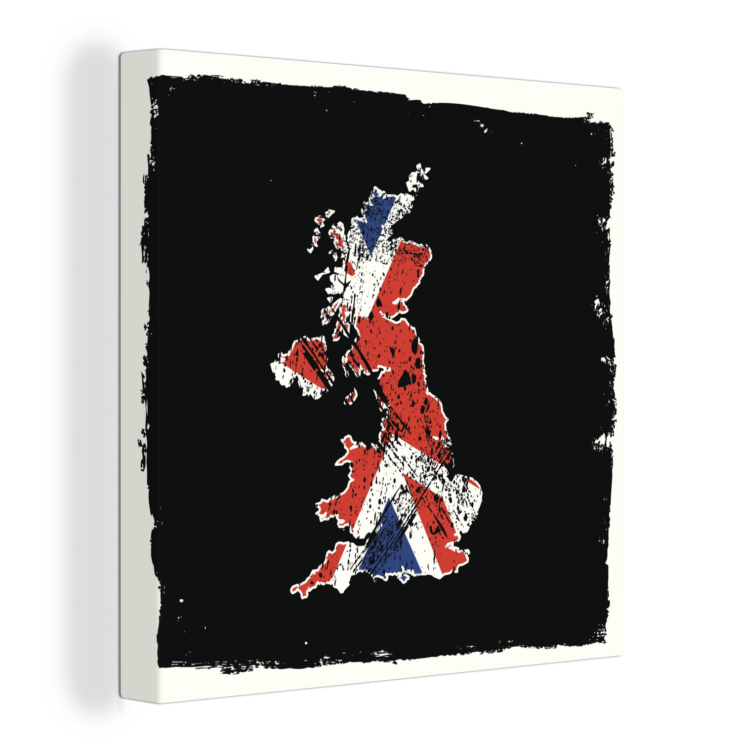 OneMillionCanvasses® Leinwandbild Illustration der britischen Flagge in Form des Vereinigten Königreichs, (1 St), Leinwand Bilder für Wohnzimmer Schlafzimmer