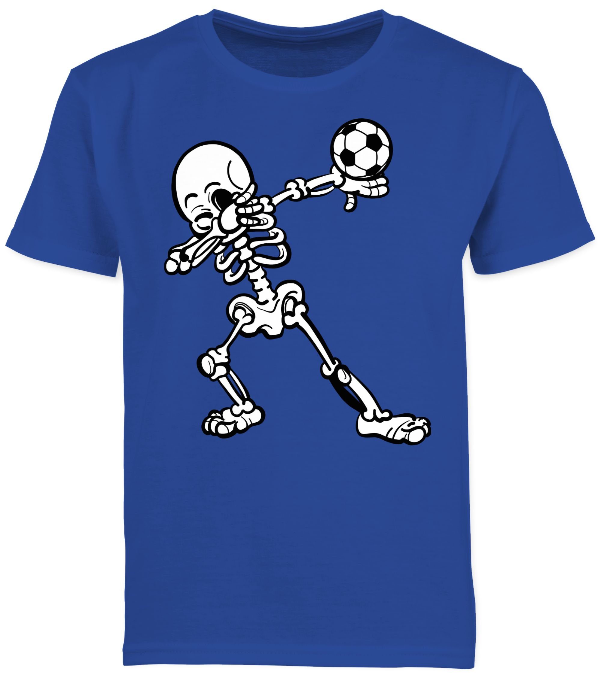 Kinder 3 Skelett Kleidung T-Shirt Sport Royalblau mit Shirtracer Dabbendes Fussball