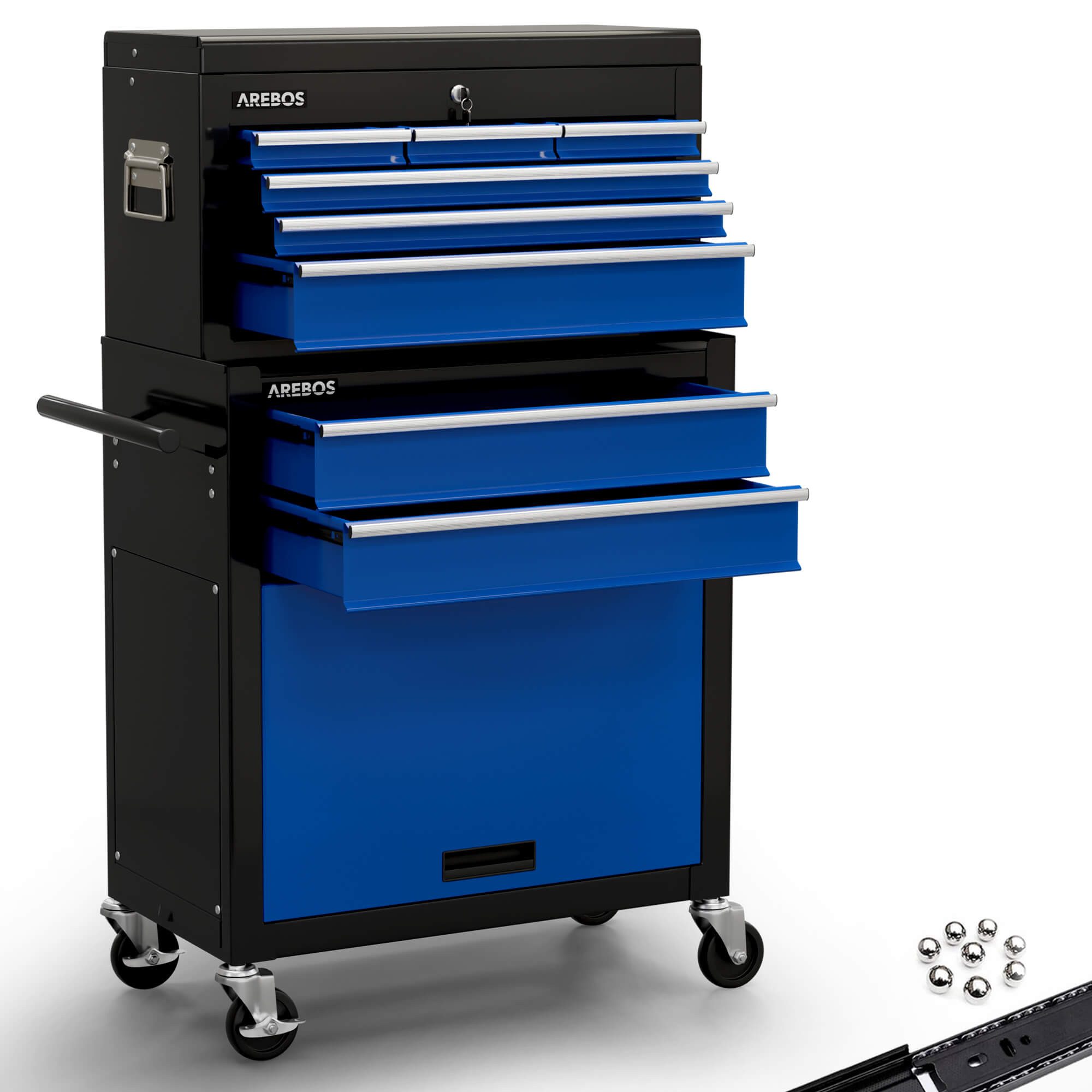 Arebos Werkstattwagen 9 Fächer, Transportwagen Werkzeug Rollwagen Werkzeugk günstig online kaufen