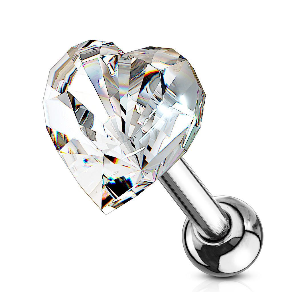 Order & Smile Schmuck Piercing-Set Helix & Tragus Ohr Piercing „Kristall Herz“