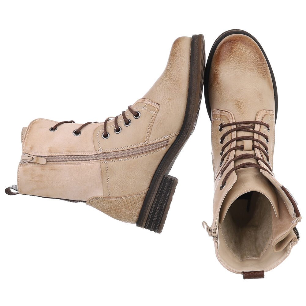 Ital-Design Modischer Damenstiefel mit Schnürung und Reißverschluss Stiefel günstig online kaufen