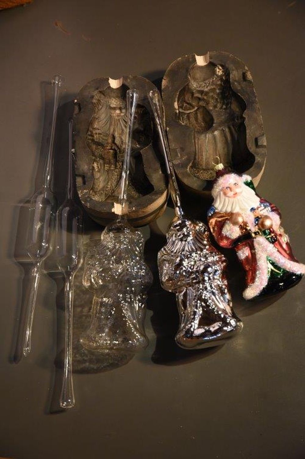 mit Korb Glasschmuck Lauschaer cm 13 Christbaumschmuck Lauscha Säcken Kupferglimmer und Weihnachtsmann Glas Haberland