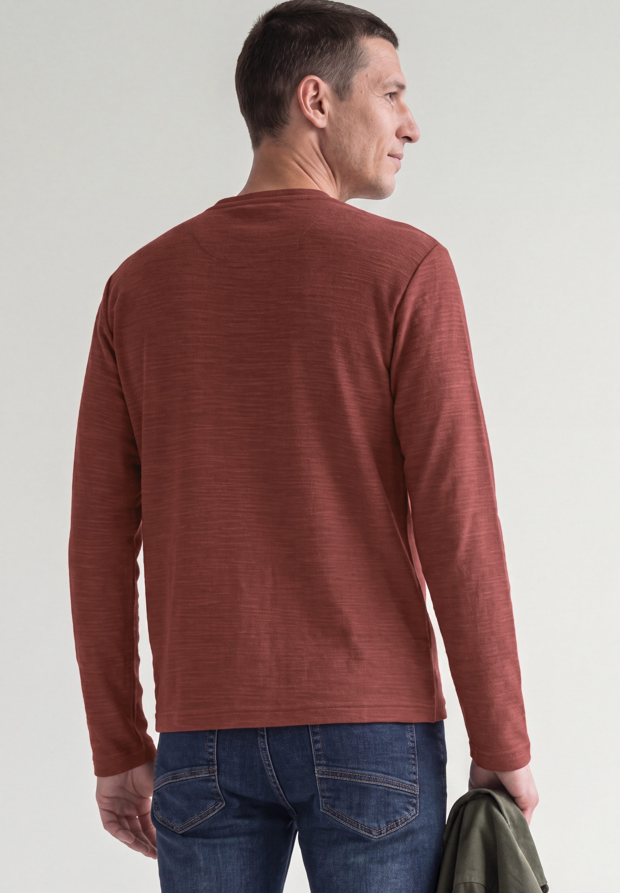 STREET ONE MEN Langarmshirt in Unifarbe – Bild 2 von 5