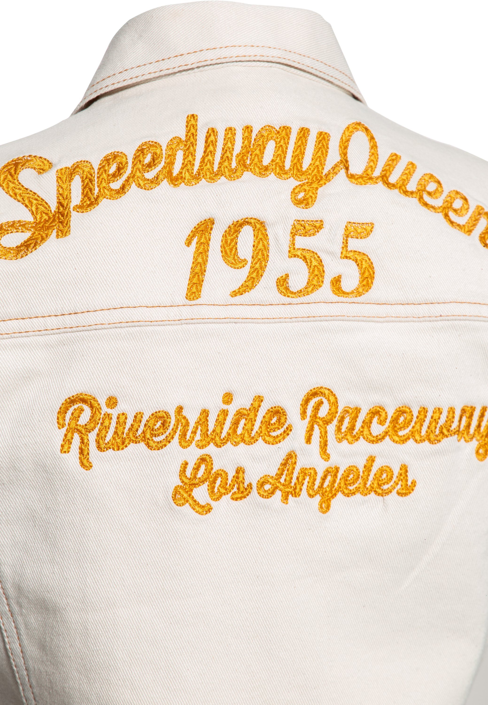 im Queen Jeansweste Speedway Stickerei QueenKerosin Rücken mit