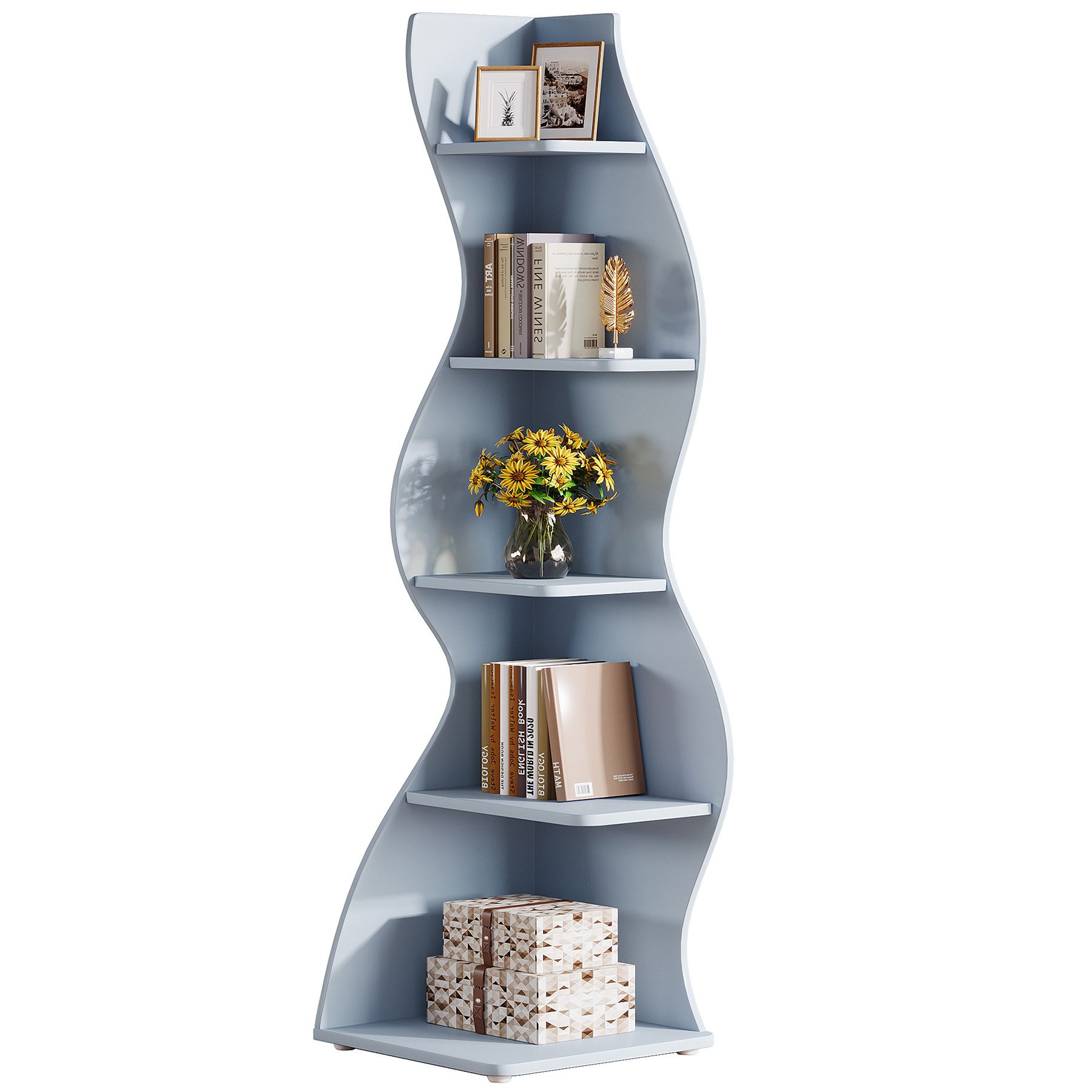 Tribesigns Eckregal 5-stöckiges Wand-Eck-Bücherregal, Ecke Bücherregal günstig online kaufen