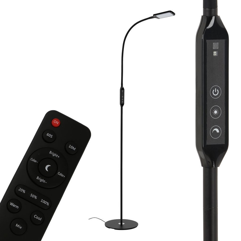 Briloner Leuchten Stehlampe 1296-015, Dimmfunktion, LED fest integriert, 2700K - Extra-Warmweiß, schwarz, CCT, stufenlos dimmbar, Touchdimmer, inkl. Fernbedienung