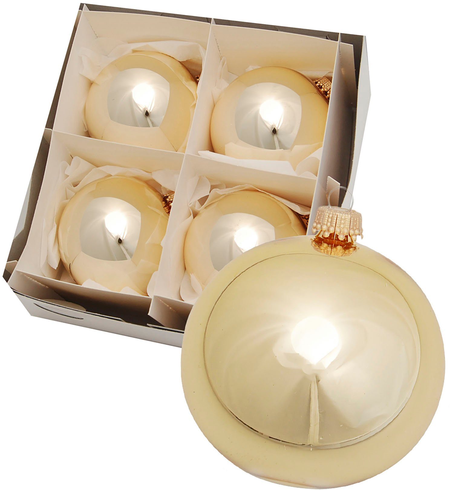 Krebs Glas Lauscha Weihnachtsbaumkugel Kugelset, mundgeblasen, Ø ca. 8 cm (4 St), Weihnachtsdeko, Christbaumschmuck, Christbaumkugeln aus Glas