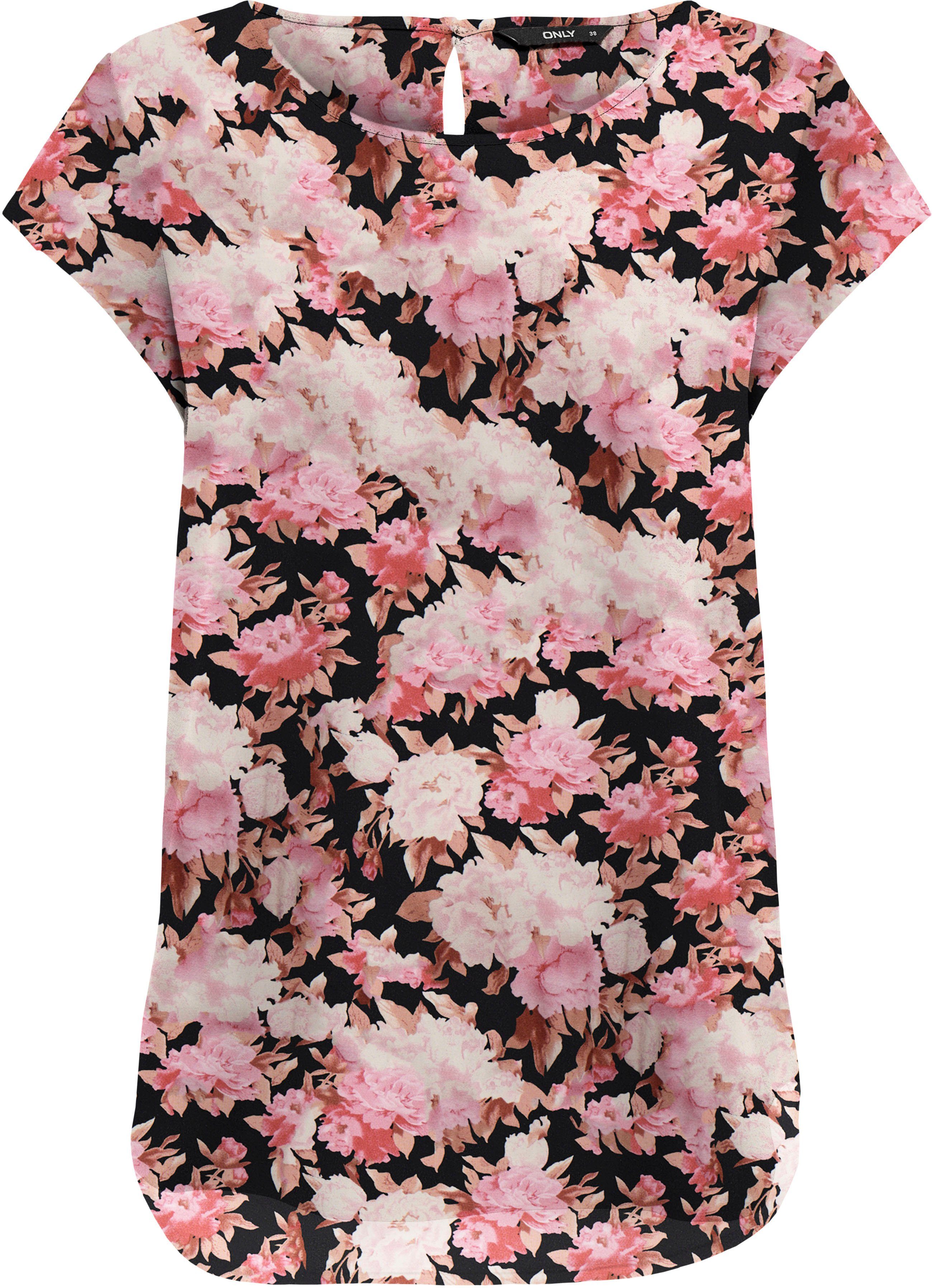 Neue Produkte für 2024 ONLY Blusenshirt ONLNOVA LUX S/S Black blossom peony TOP PTM AOP:Ay AOP