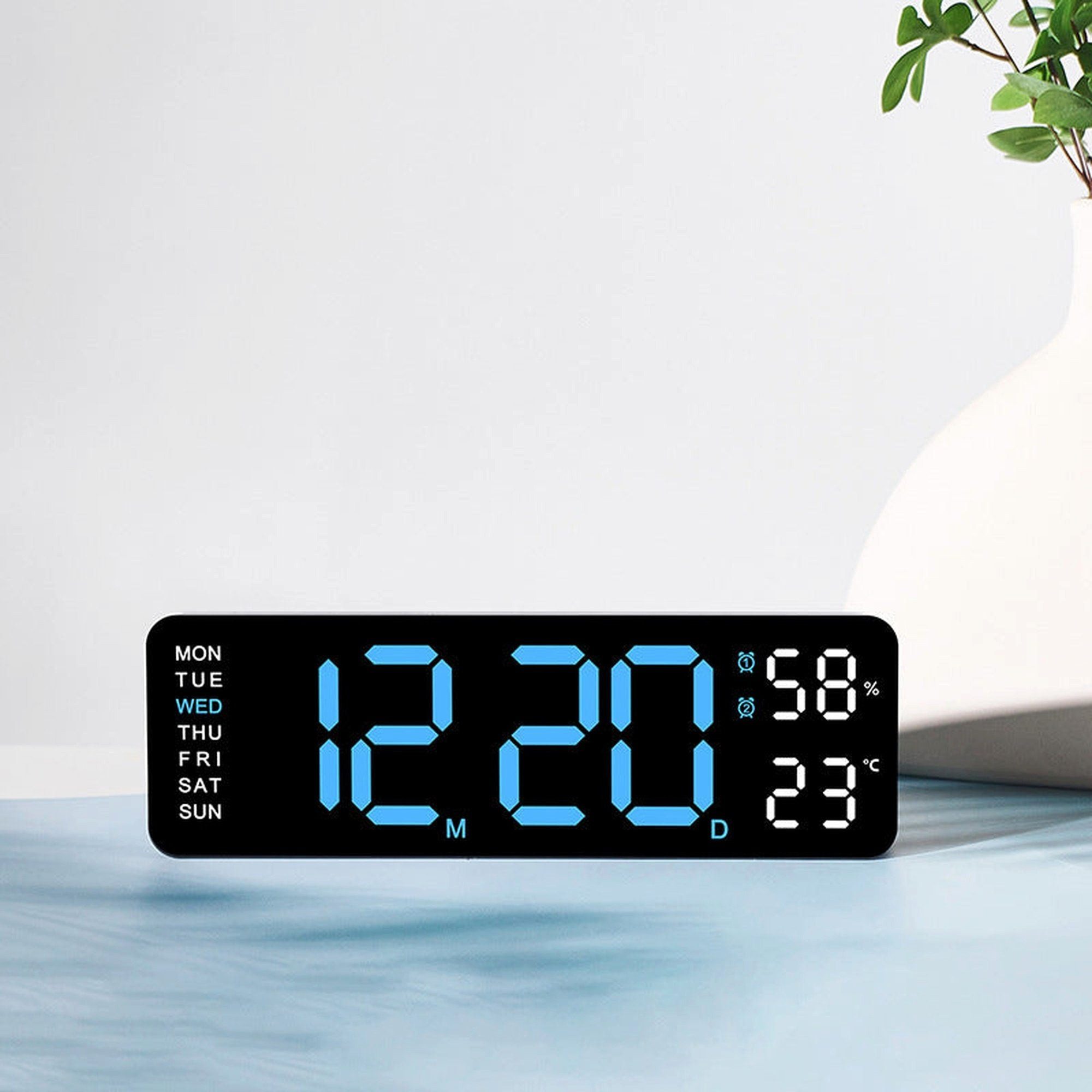 AUKUU Wecker Elektronische Elektronische Uhr einfache Multifunktionsuhr rechteckiger Wecker mit großer Schrift Hänge oder Standuhr