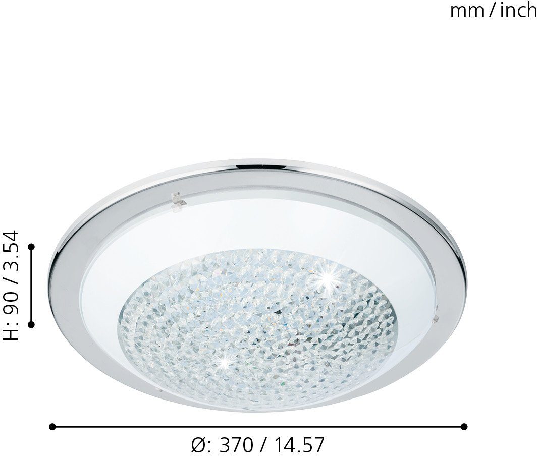 EGLO LED Deckenleuchte ACOLLA, LED fest integriert, Warmweiß, chrom / Ø37 x  H9 cm / inkl. 1 x LED-Platine (16W) / Lampe - Kristall