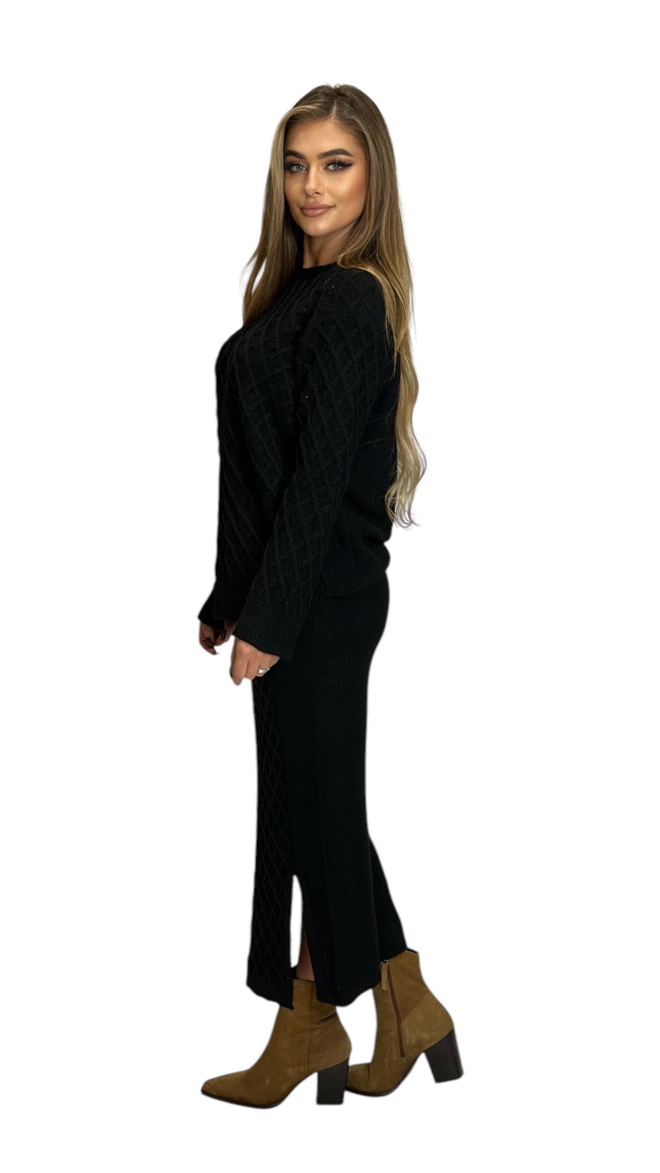 Mississhop Strickkleid Strickset Strickanzug Rock Pullover Damen M.394