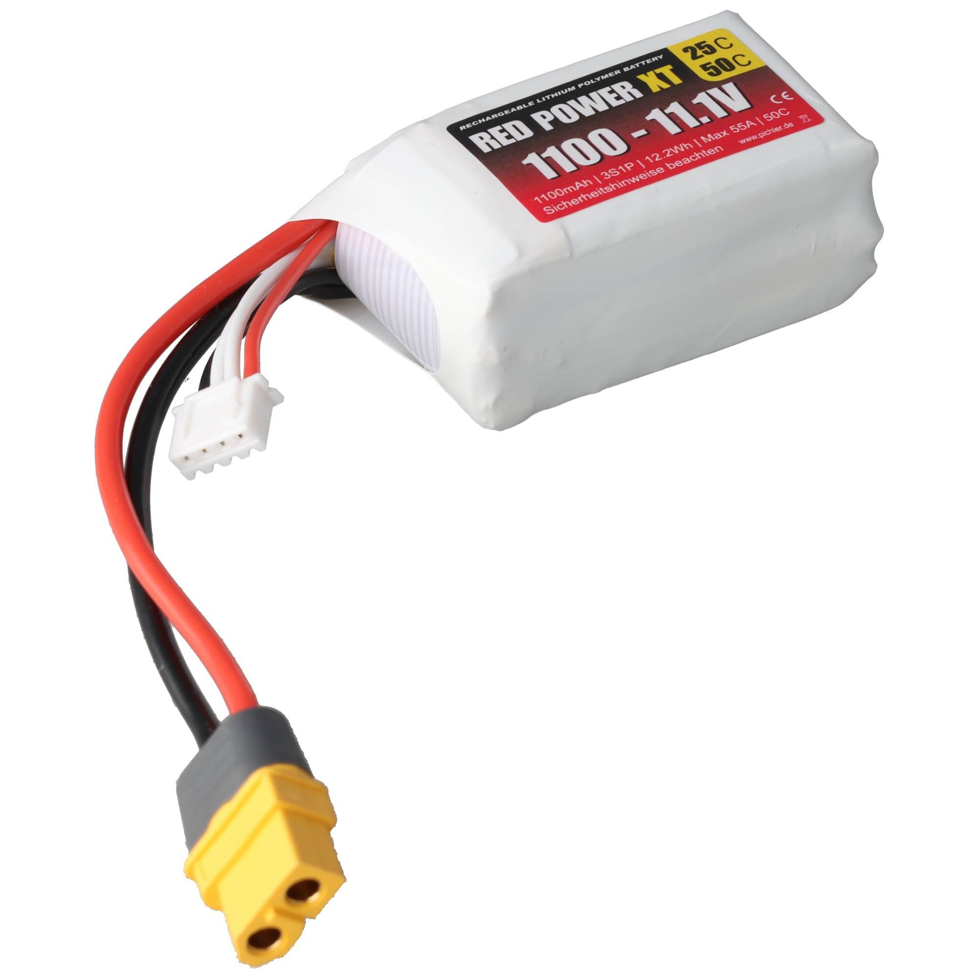 PICHLER Pichler RED POWER XT LiPo Akku 1100 mAh – 11,1 V 3S1P mit XT60 Stecke Akku 1100 mAh (11,1 V)